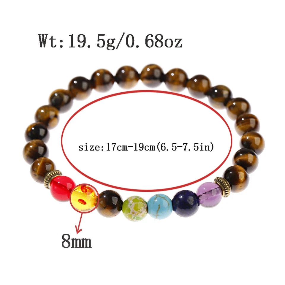 7 Chakra Beaded Bracelet Natural Tiger Eye Diffuser Bracelet Jewelry for Men Wom
