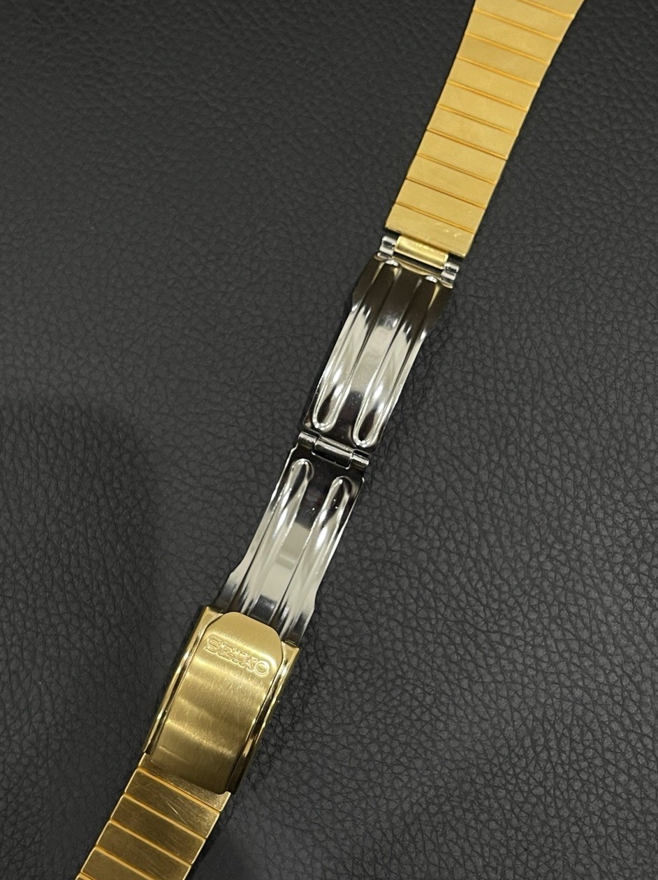 Seiko Yellow tone Gold Tone Link Watch Bracelet Band Fold Over Buckle Clasp