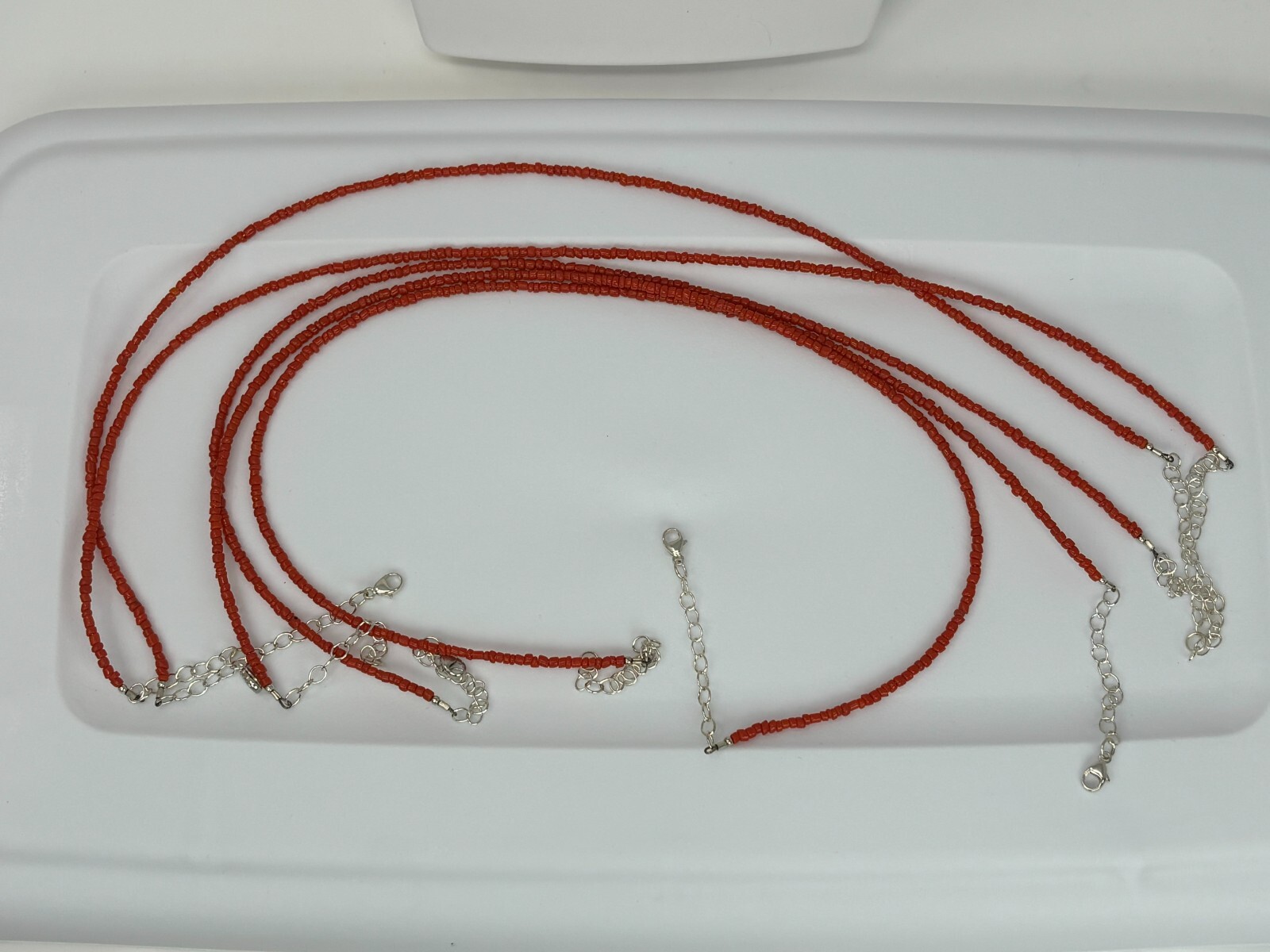 Natural Mediterranean Red Coral Necklace w Argentium Nickle free Silver.