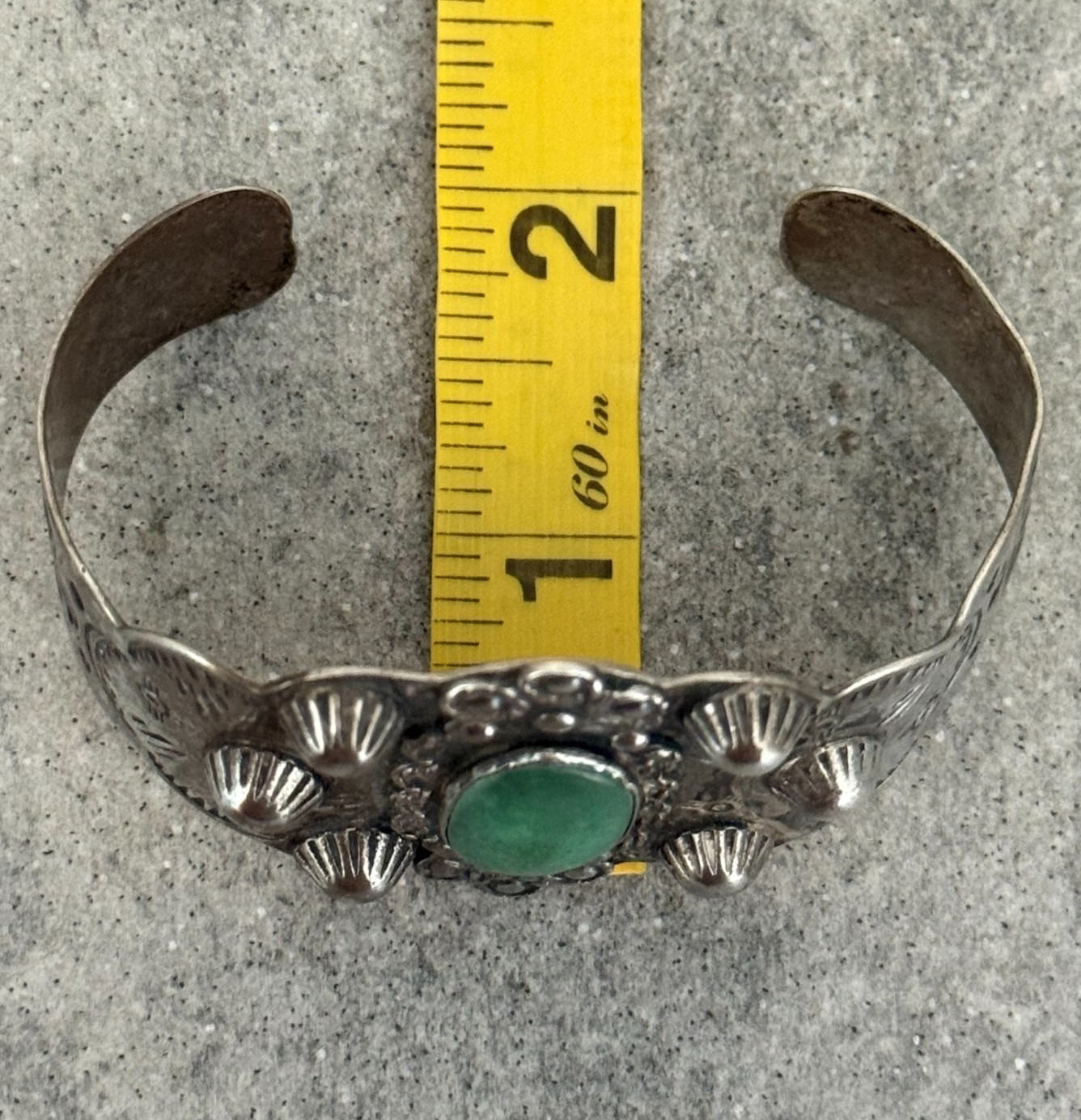 OLD FRED HARVEY era Navajo THUNDERBIRD Turquoise Sterling Bracelet 37+g 7.1 in
