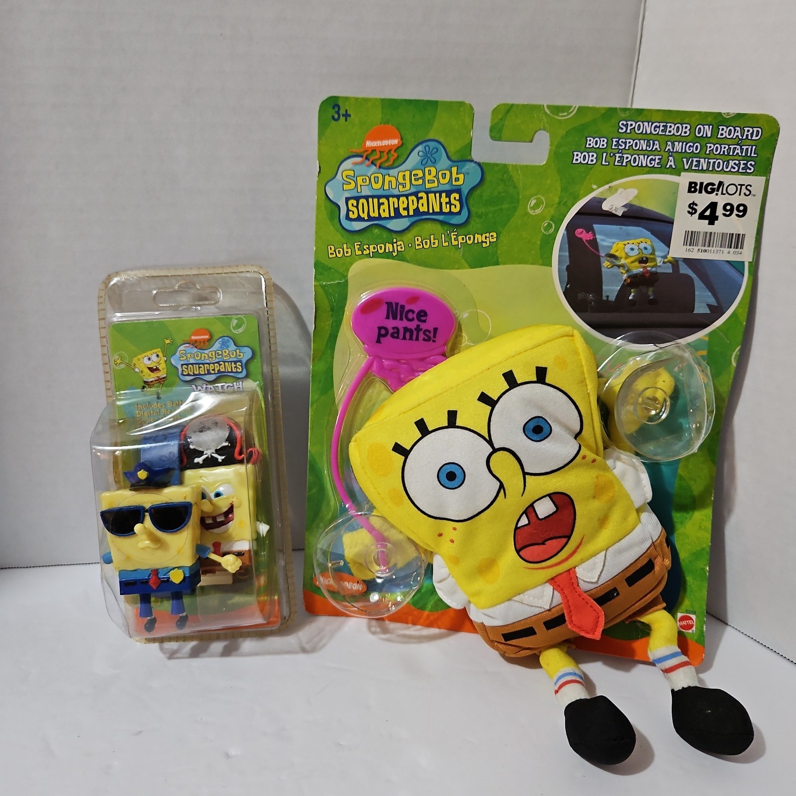 Vintage Spongebob Watch And SpongeBob On Board Suction Cup Plush New