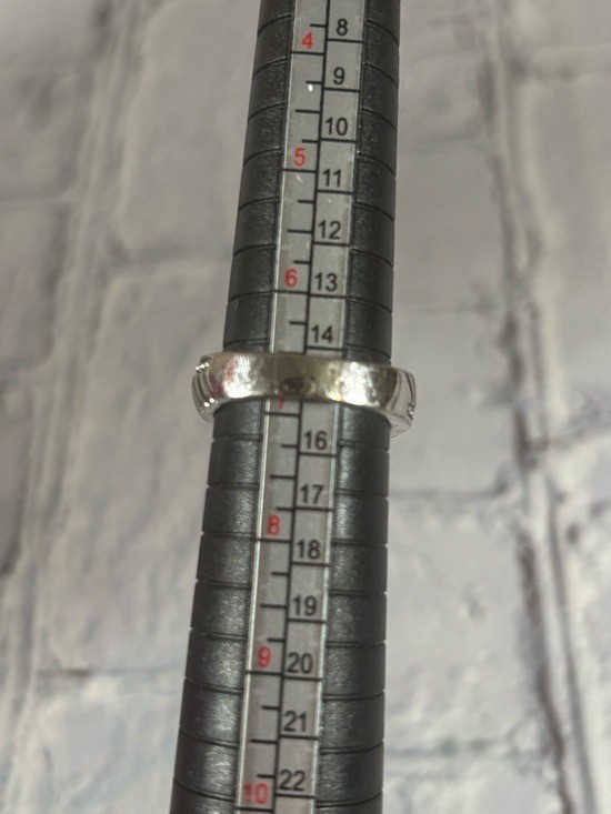 Silver Toned Moonstone Pearly Crystal Ring Size 7
