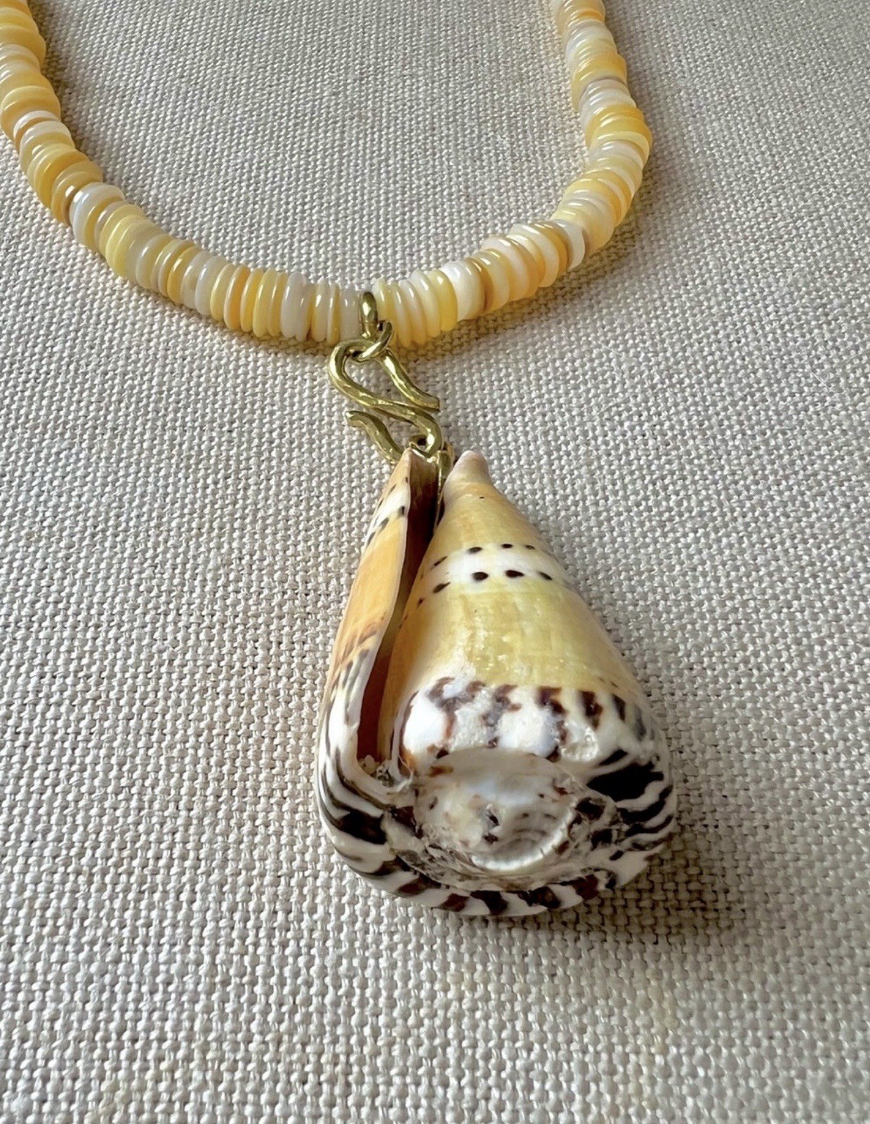 Ulla Johnson Roundel Cone Shell Necklace w/ Brass Clasp