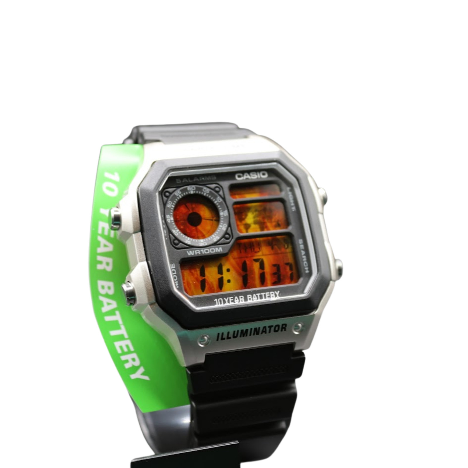 CASIO AE-1200WHD Royale World Time Watch Mod Flames Display