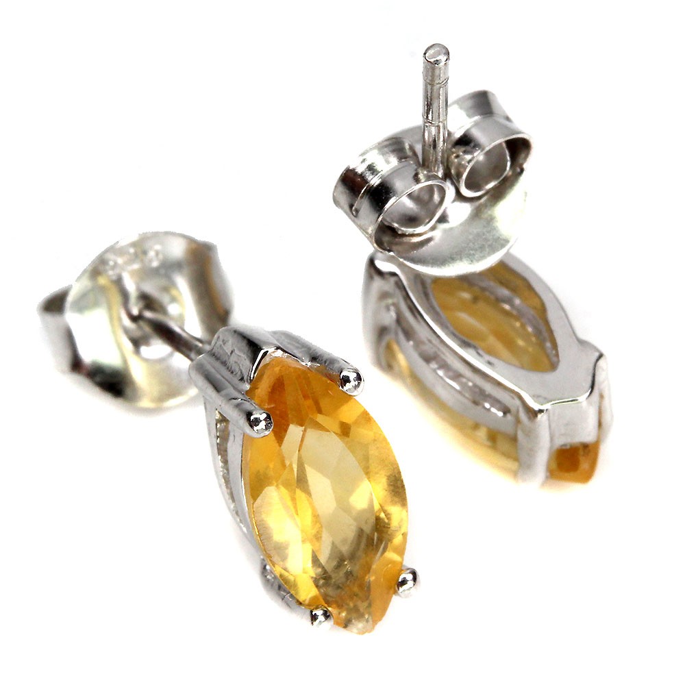 Summer 925 Silver Earrings Marquise Citrine 10x5mm Natural Gemstone Jewelry 🌸