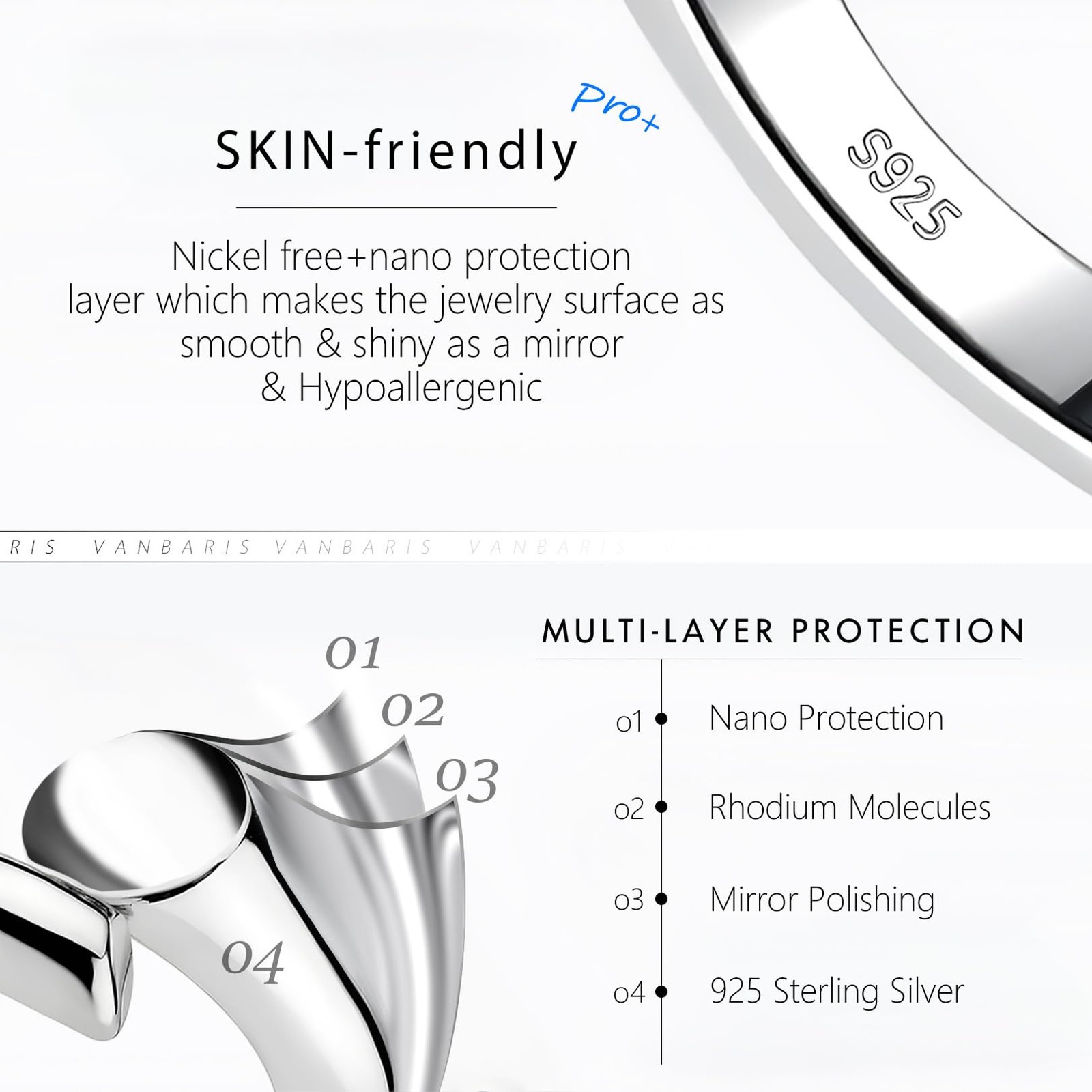 Share VANBARIS 925 Sterling Silver Necklace Extender 2 4 6 inch,