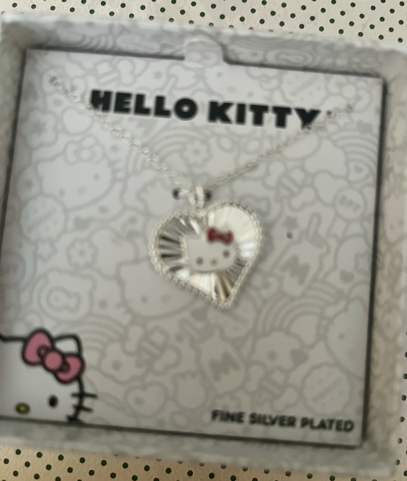 Hello Kitty Fine Silver Plated Heart necklace NEW