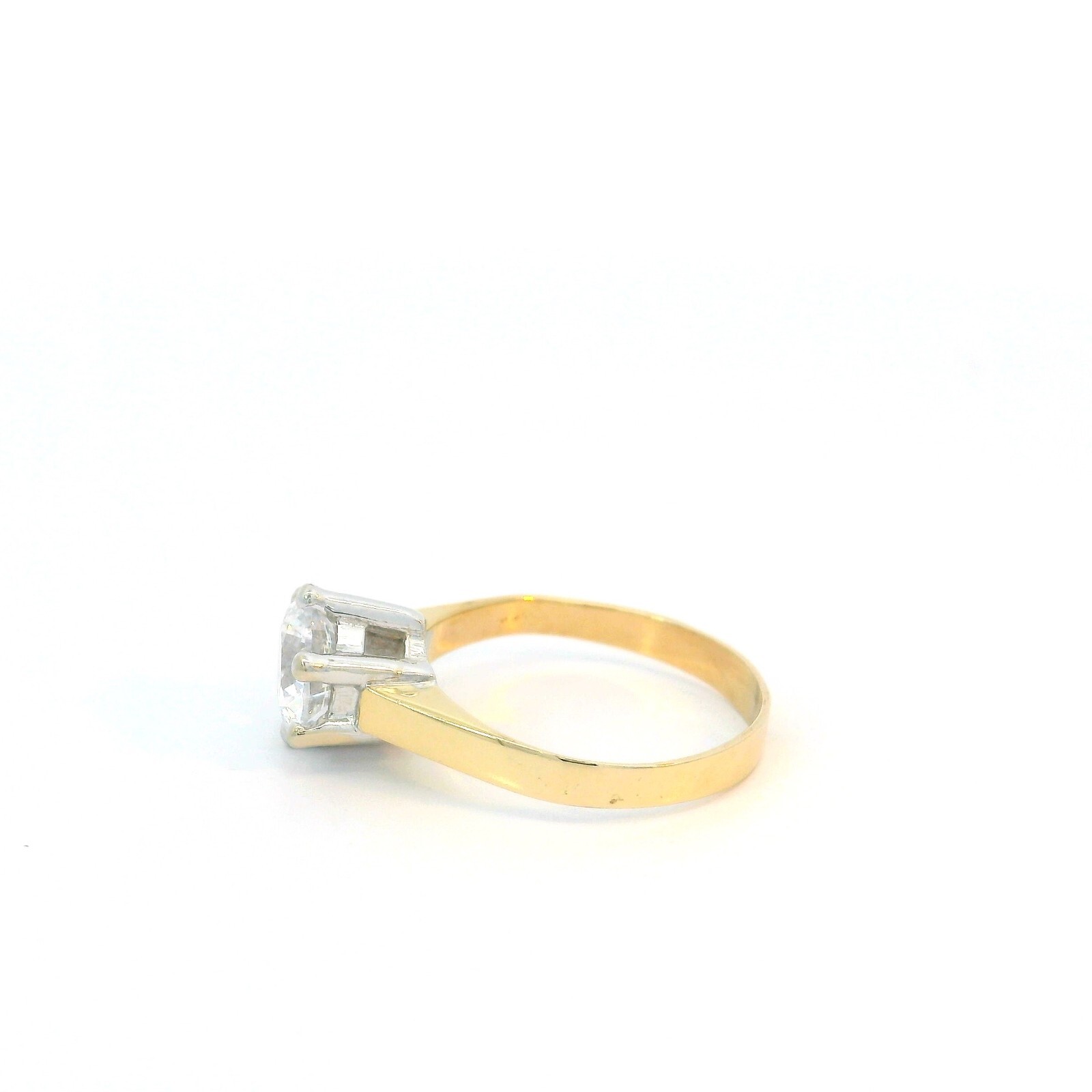 Ladies Ring, Gold Ring Two Tone with Zircon Yellow Gold/White Gold 585 14 KT Size 50