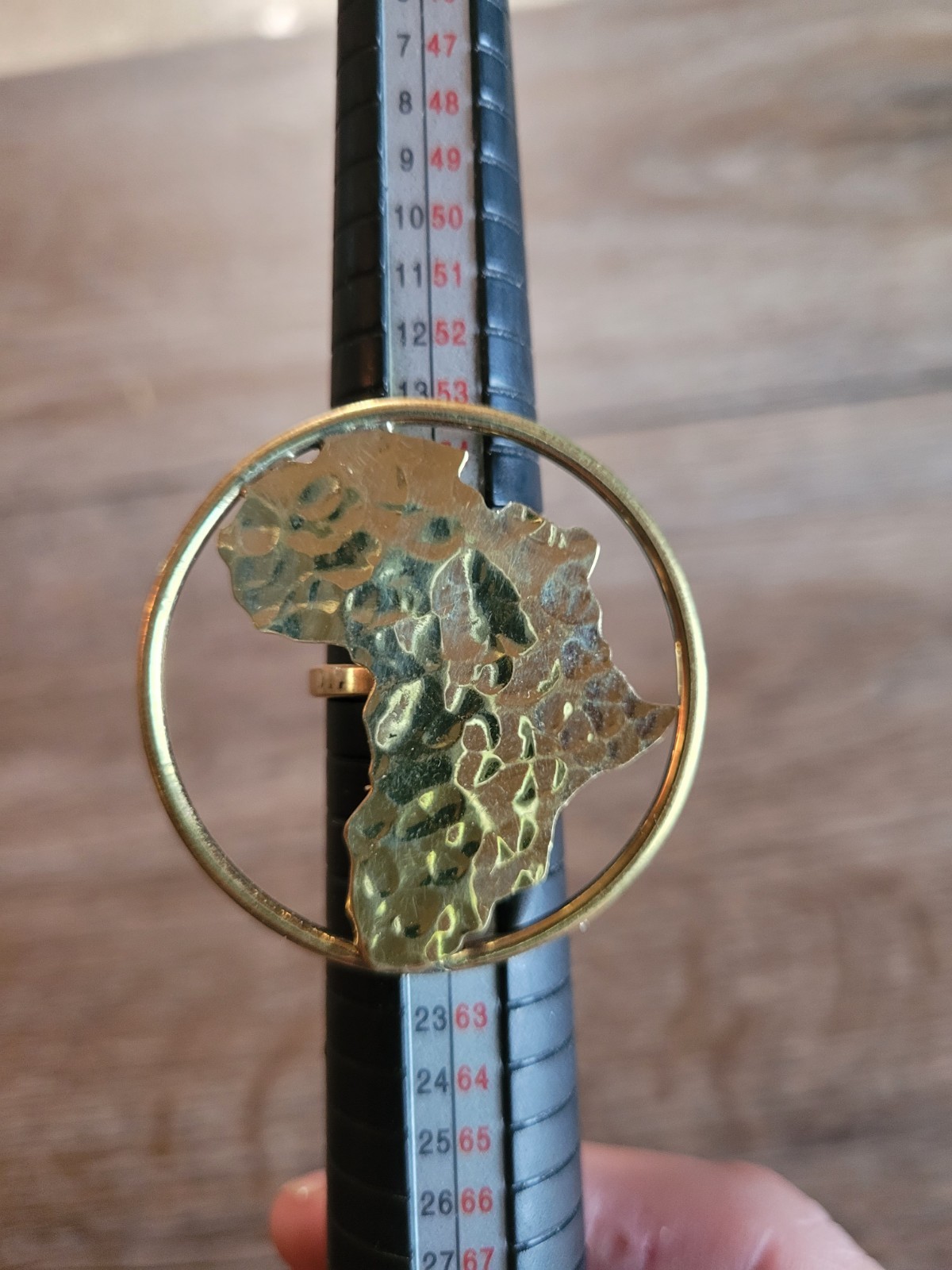 African Brass Ring Africa Map Design | Handmade Adjustable Statement Jewelry