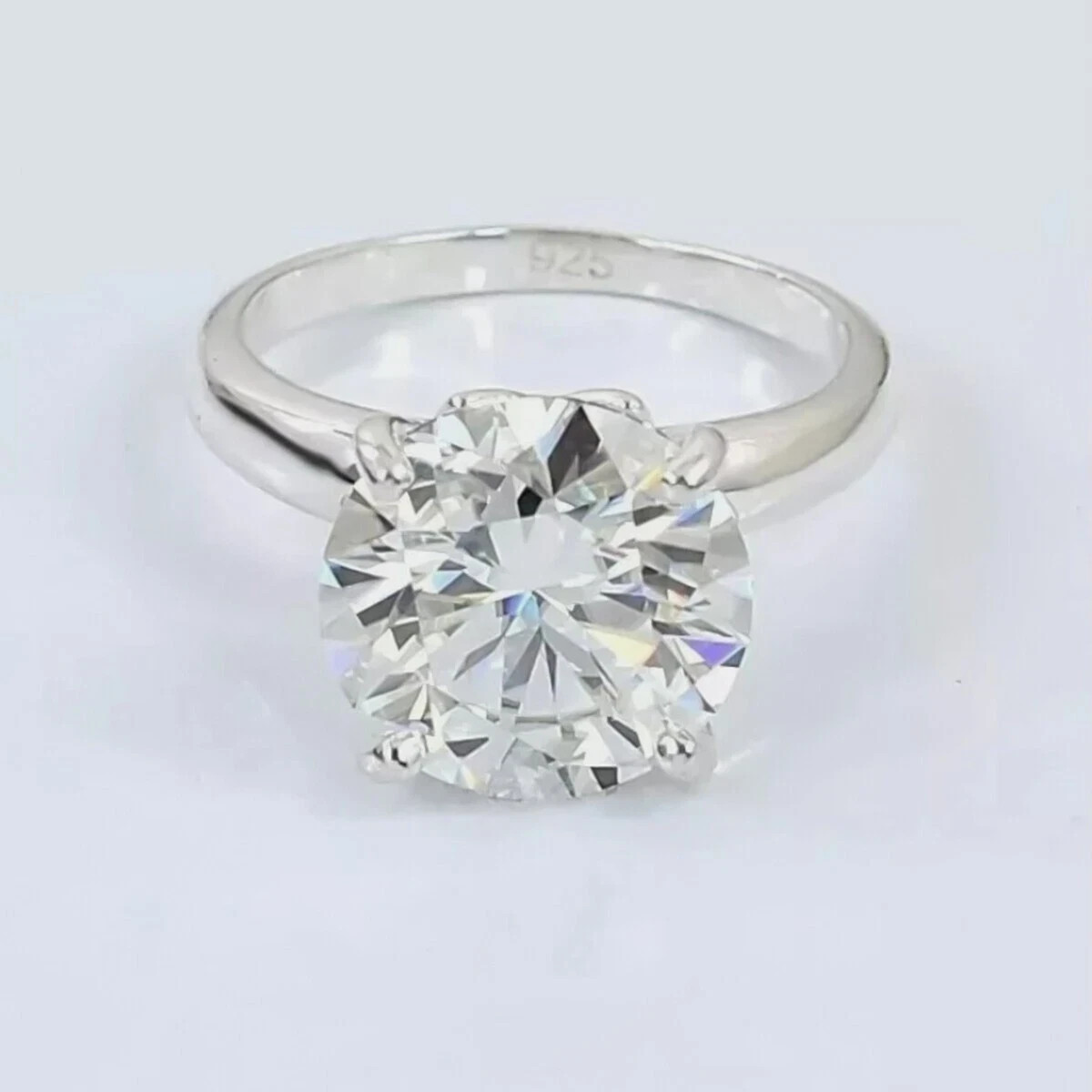 Certified Rare 6.70 Ct Round White Diamond Solitaire Ring 14K White Gold Plated