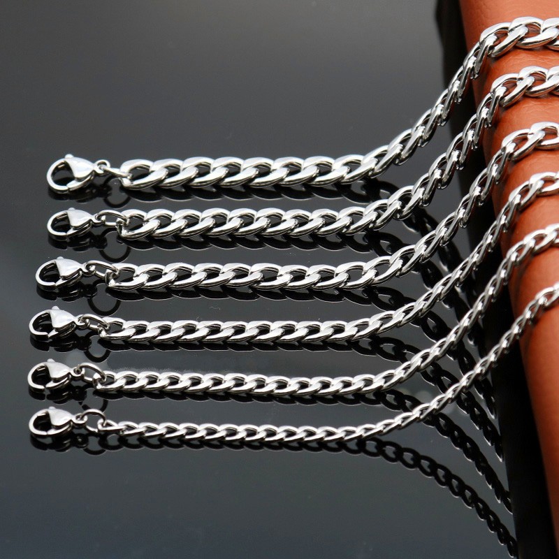 3mm/5mm Cuban Link Chains for Men, Silver Necklace Chain, Mens Necklace Jewelry