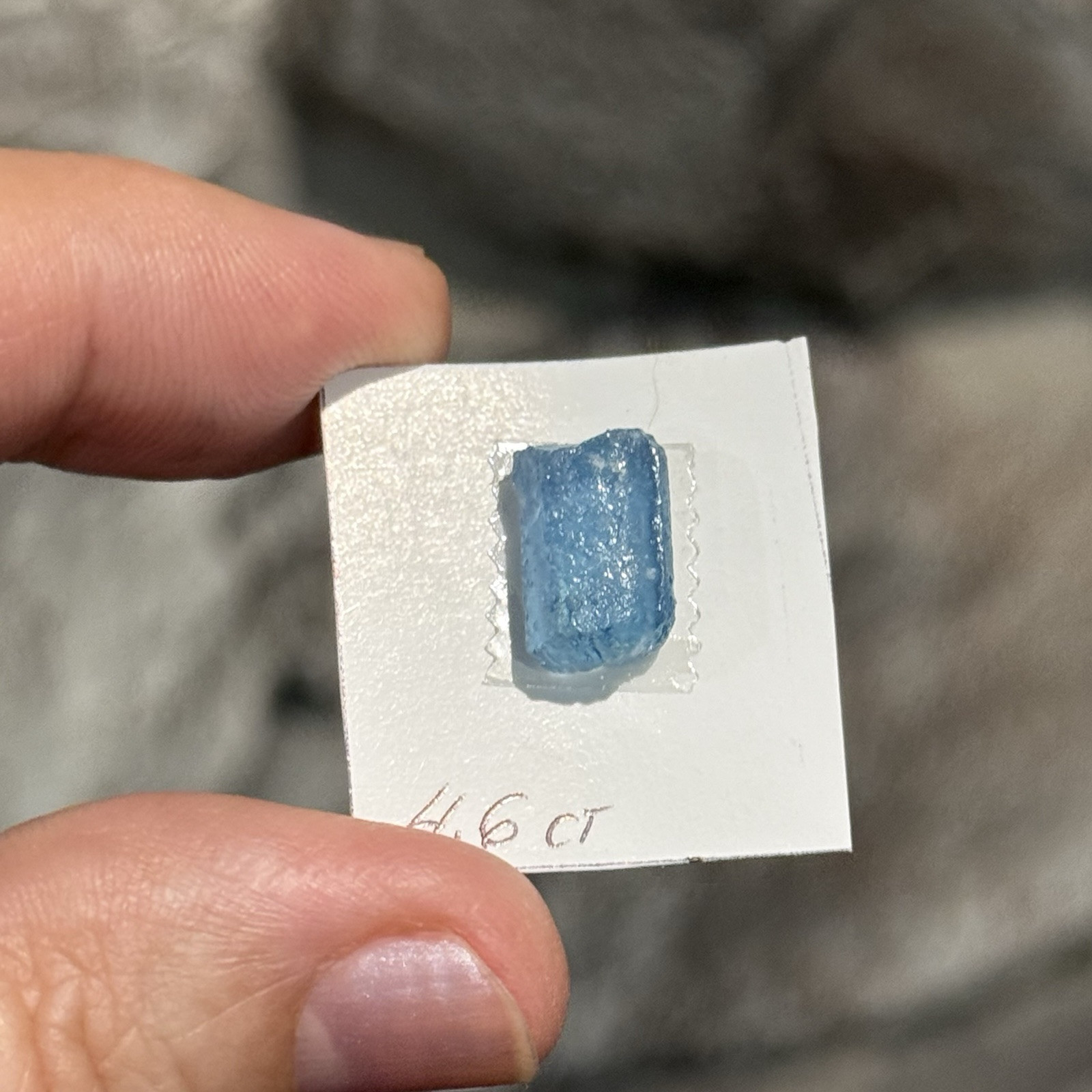 4.6ct 11.7×7.6mm Rough Intense Blue Aquamarine Resin Coated Gemstone