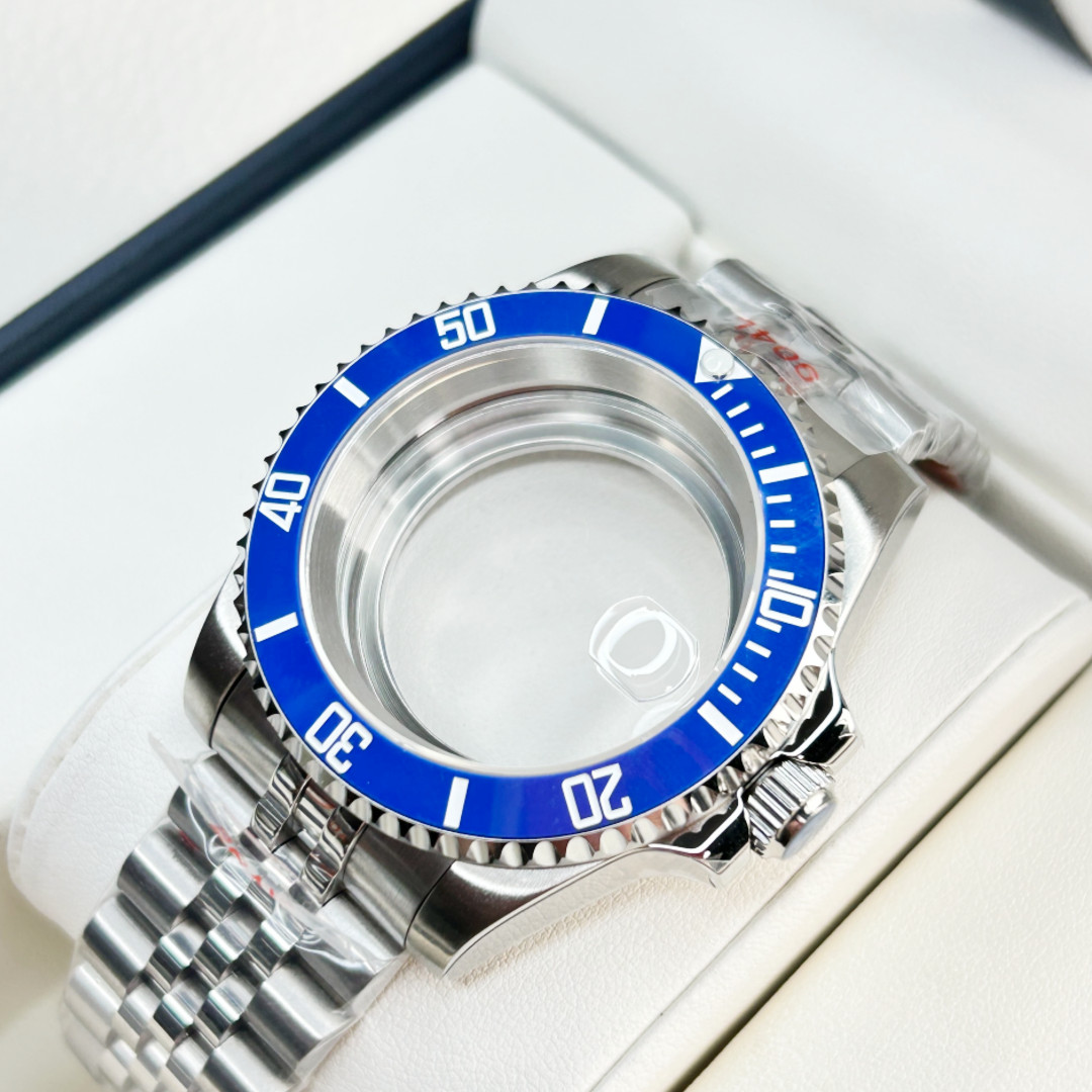 40mm Brushed 20ATM Watch Case Sub GMT Blue Bezel Mod For Nh35 Nh36 Nh34 Movement