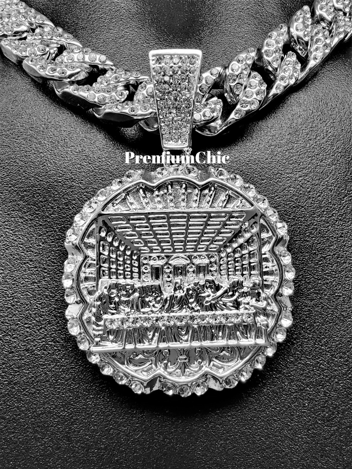 XL Last Supper Pendant w Cuban or Rope Chain Necklace Plated Hip Hop CZ Jewelry