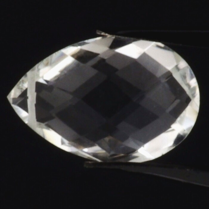 DIAMOND QUARTZ 15 x 10 MM PEAR BRIOLETTE CUT SIDE DRILLED ALL NATURAL F-1593
