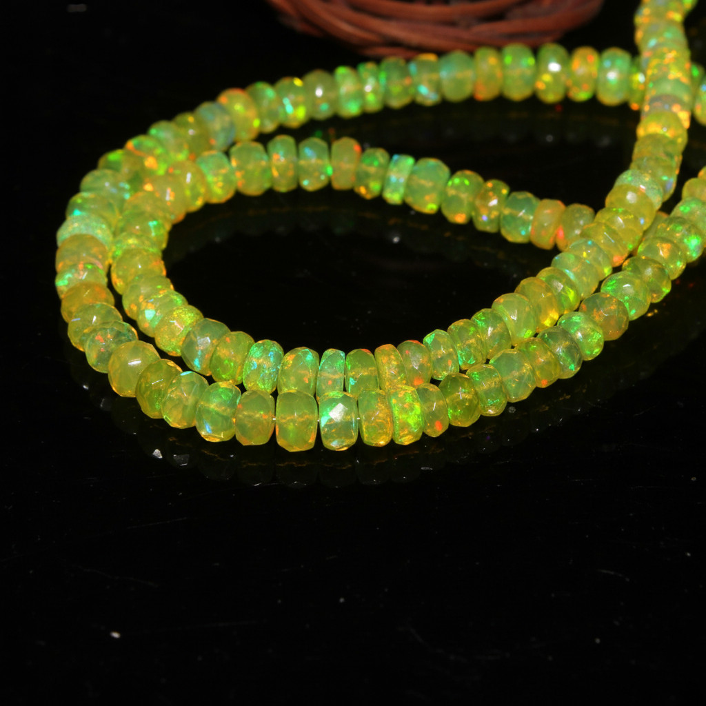 Ethiopian Fire Opal Beads Strand 4-5mm Rondelle Gemstone 8 Inch Jewelry Making