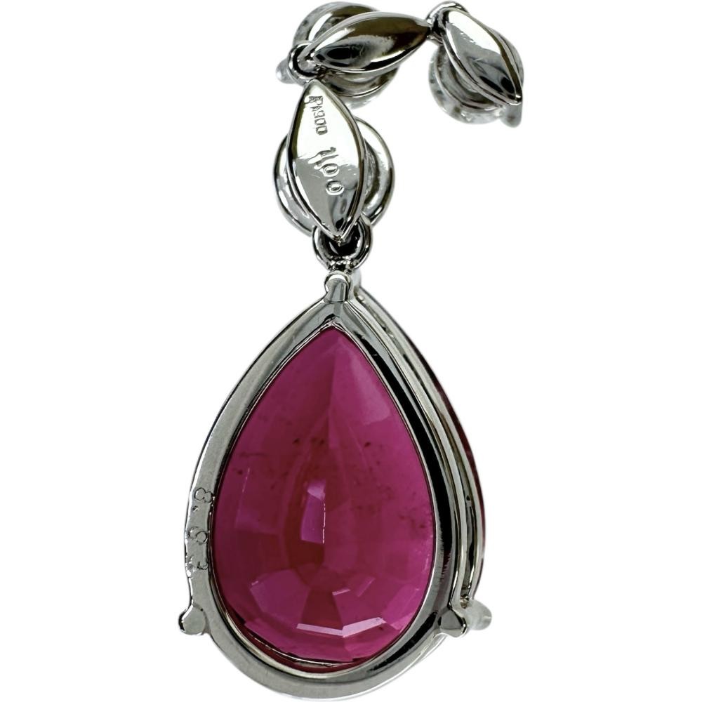 Drop motif Ruberite tourmaline 8.63ct diamond 1.00ct Pendant top Pt900Platin…