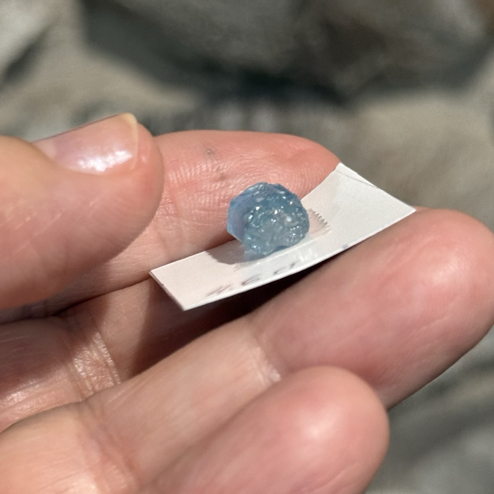 4.6ct 11.7×7.6mm Rough Intense Blue Aquamarine Resin Coated Gemstone