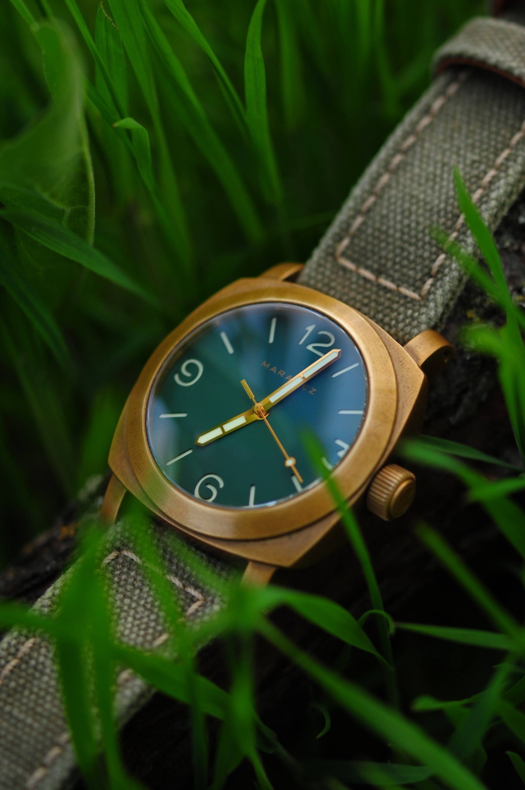 Ready-made 24×22 mm «overlock» Brown Rolled Canvas handmade watch strap Panerai