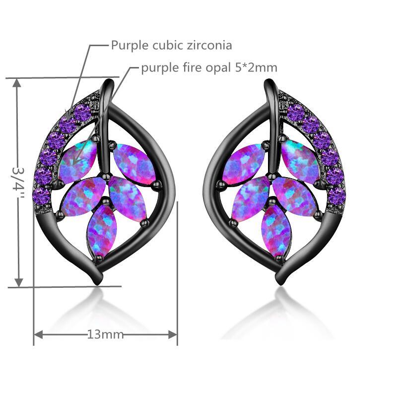 Gemstone Purple Fire Opal 925 Silver Drop Earrings For Women Jewelrys Wedding