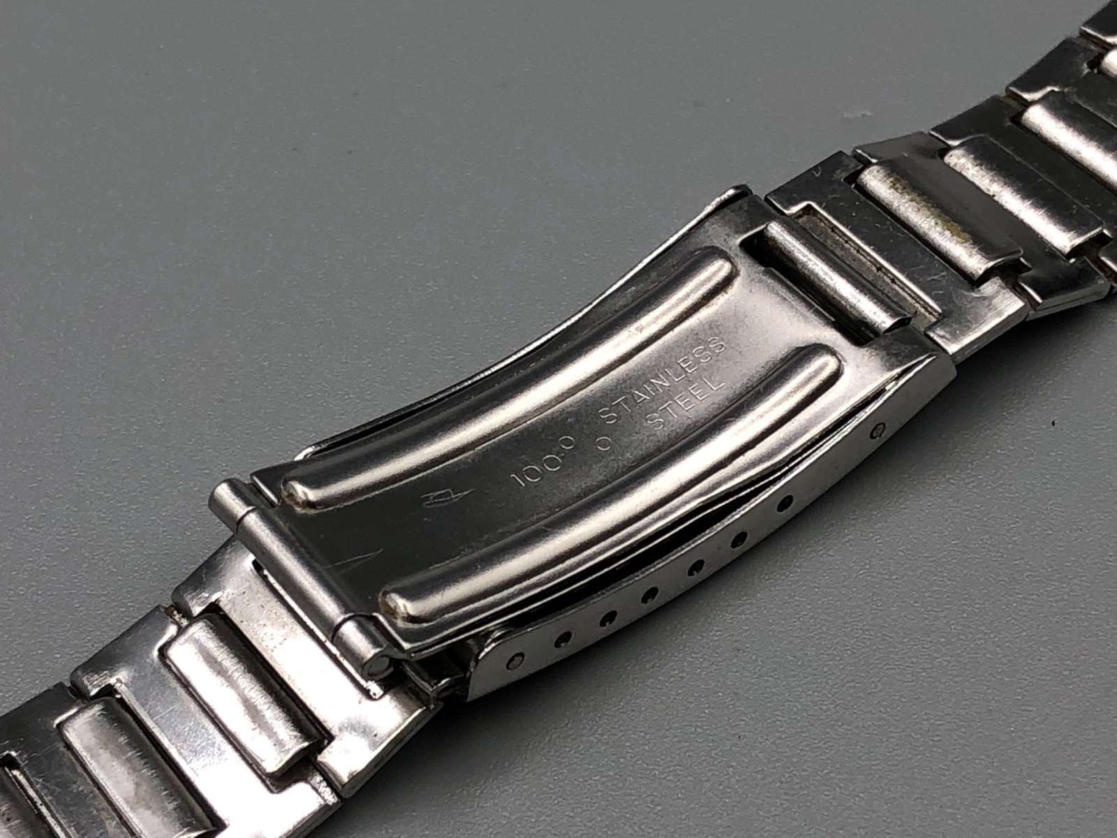 VINTAGE NOS 60s 70s STAINLESS STEEL WATCH CHRONOGRAPH BRACELET 16-21mm HEUER