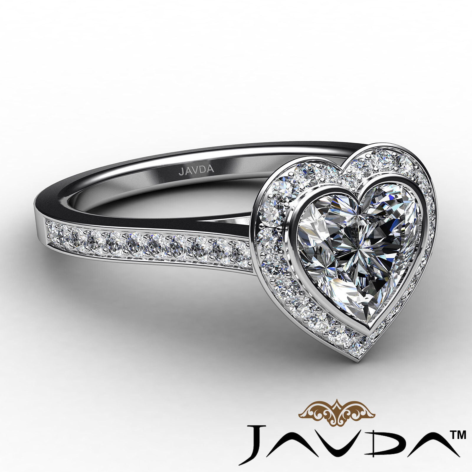 Halo Bezel Set Heart Diamond Engagement Ring GIA I Color & VS2 clarity 1.47 ctw