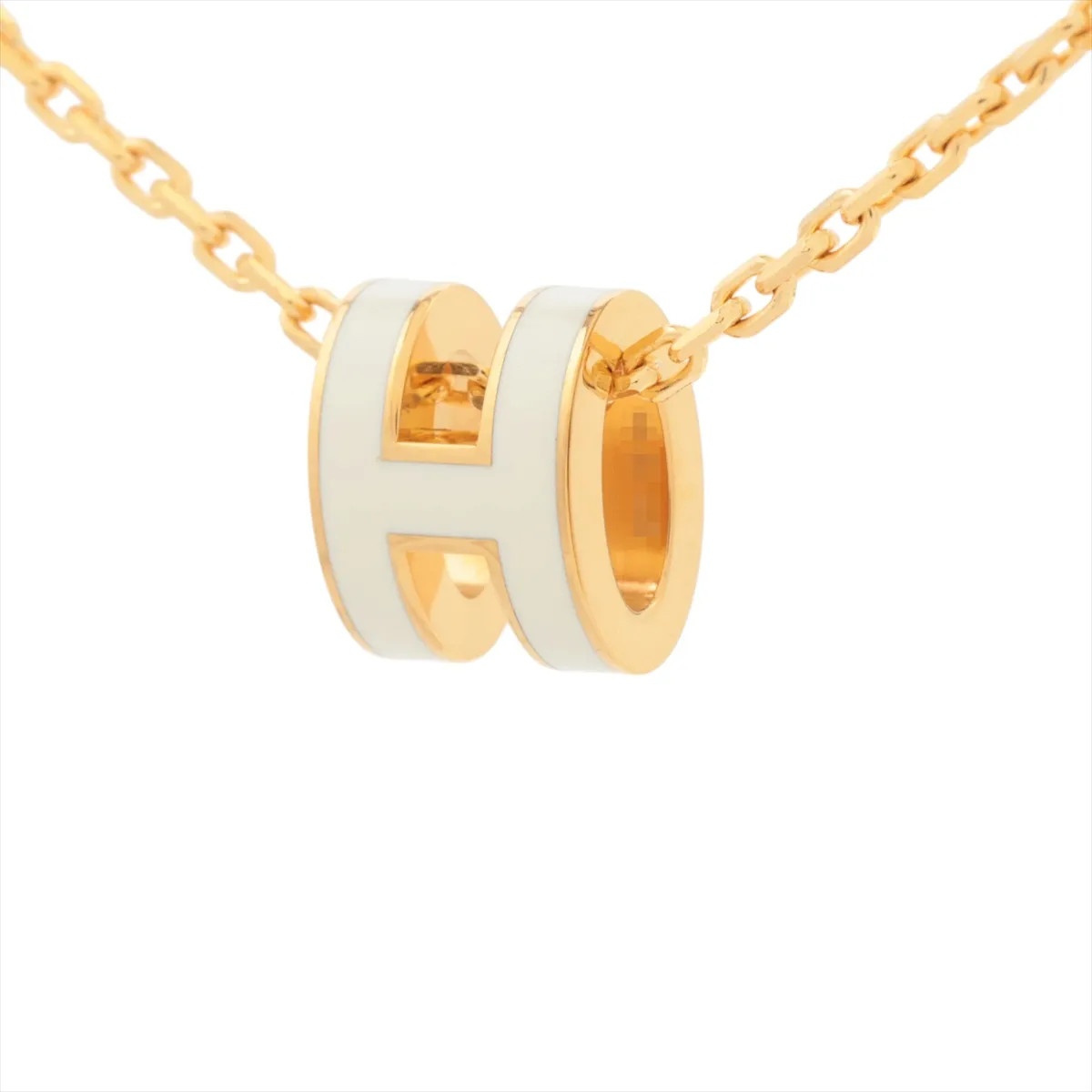 Hermès Mini-pop H ST1204 Necklace GP White x gold