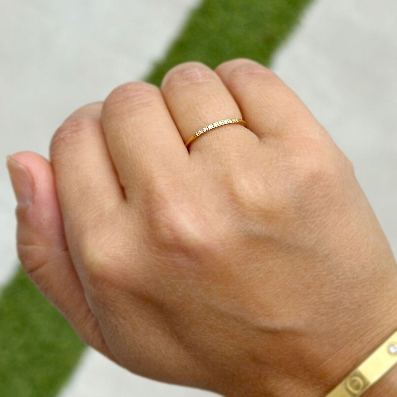0.30Ct Round Cut Simulated Diamond Wedding Band Ring In 14K Yellow Gold Plated
