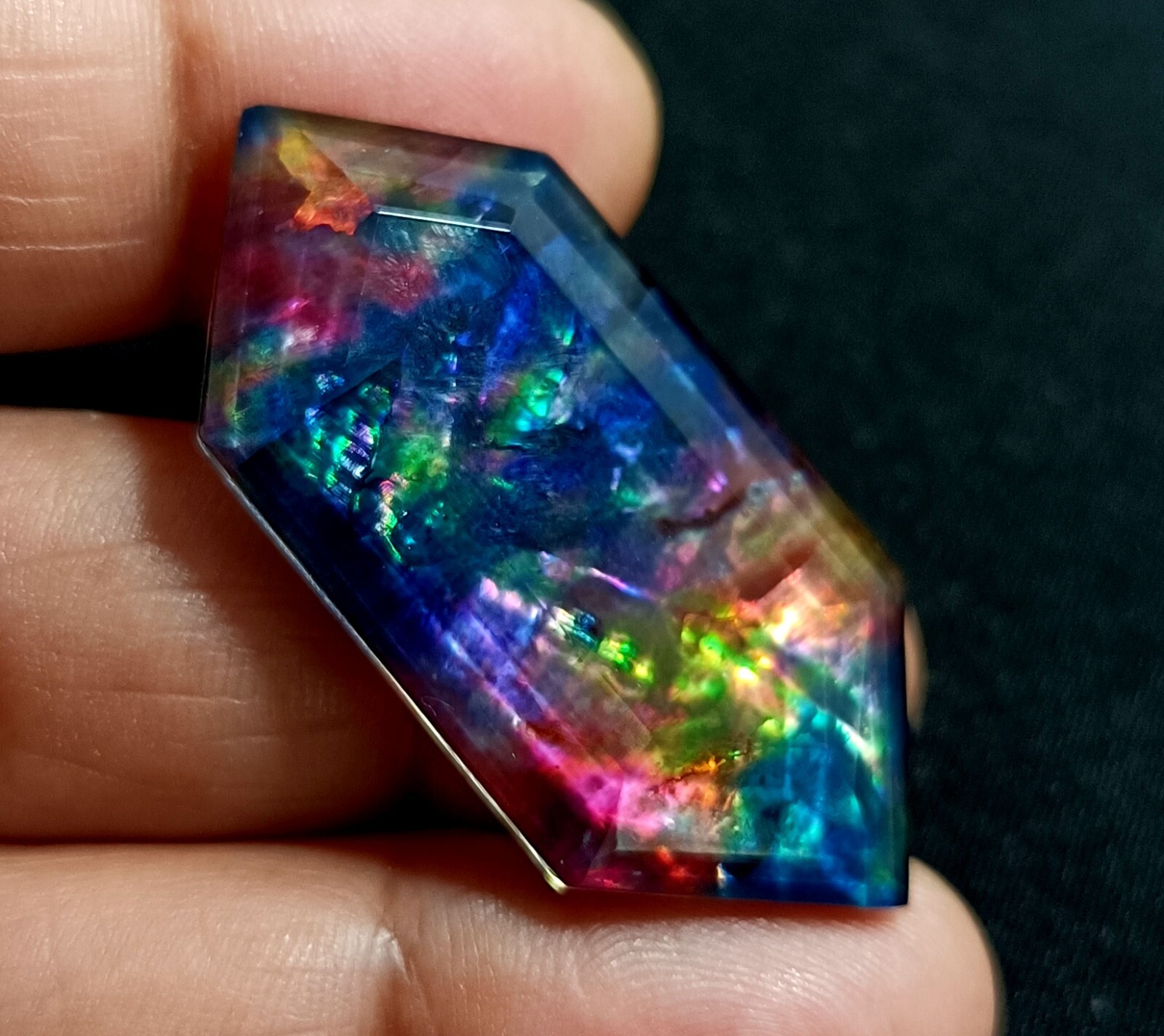 37.00 Ct Natural Ammolite Opal-Like Organic Doublet Loose EGL CERTIFIED GEMSTONE