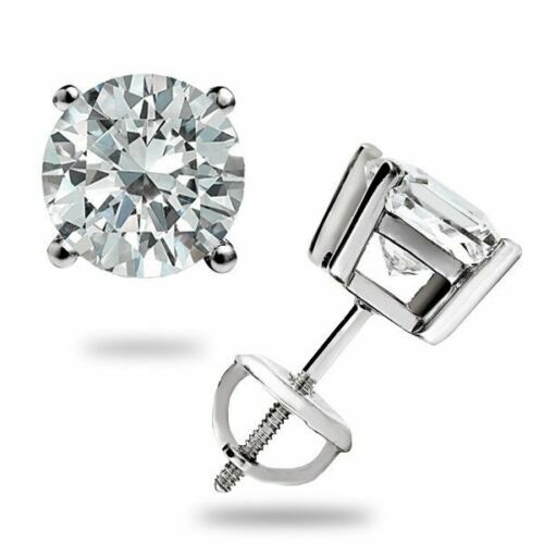 2.0 CT GRA Moissanite 14K Solid White Gold Basket Studs Brilliant ScrewBack Gift