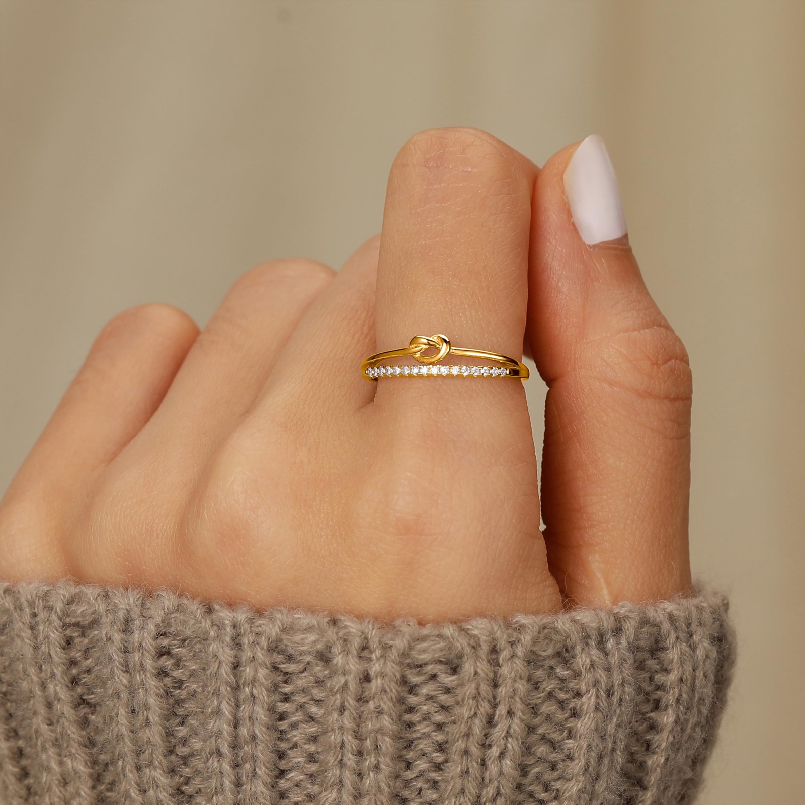 925 Sterling Silver Heart Rings for Mother Daughter Friendship Knot Ring Eter…