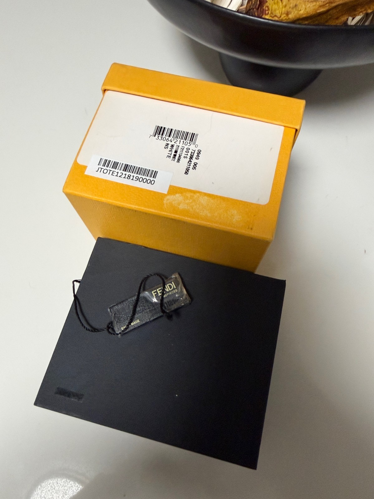 Fendi Jewelry Box Yellow/Black/Gray Velvet Lined Square 5x5x2.5 in