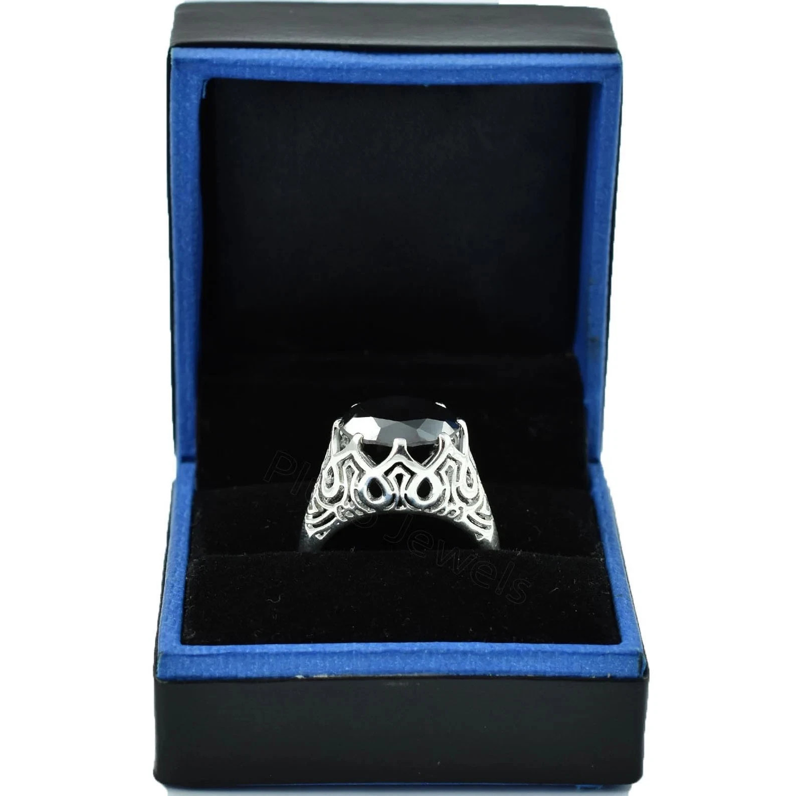 Certified Round Cut 13.10 Ct Black Diamond Ring-925 Sterling Silver Beautiful