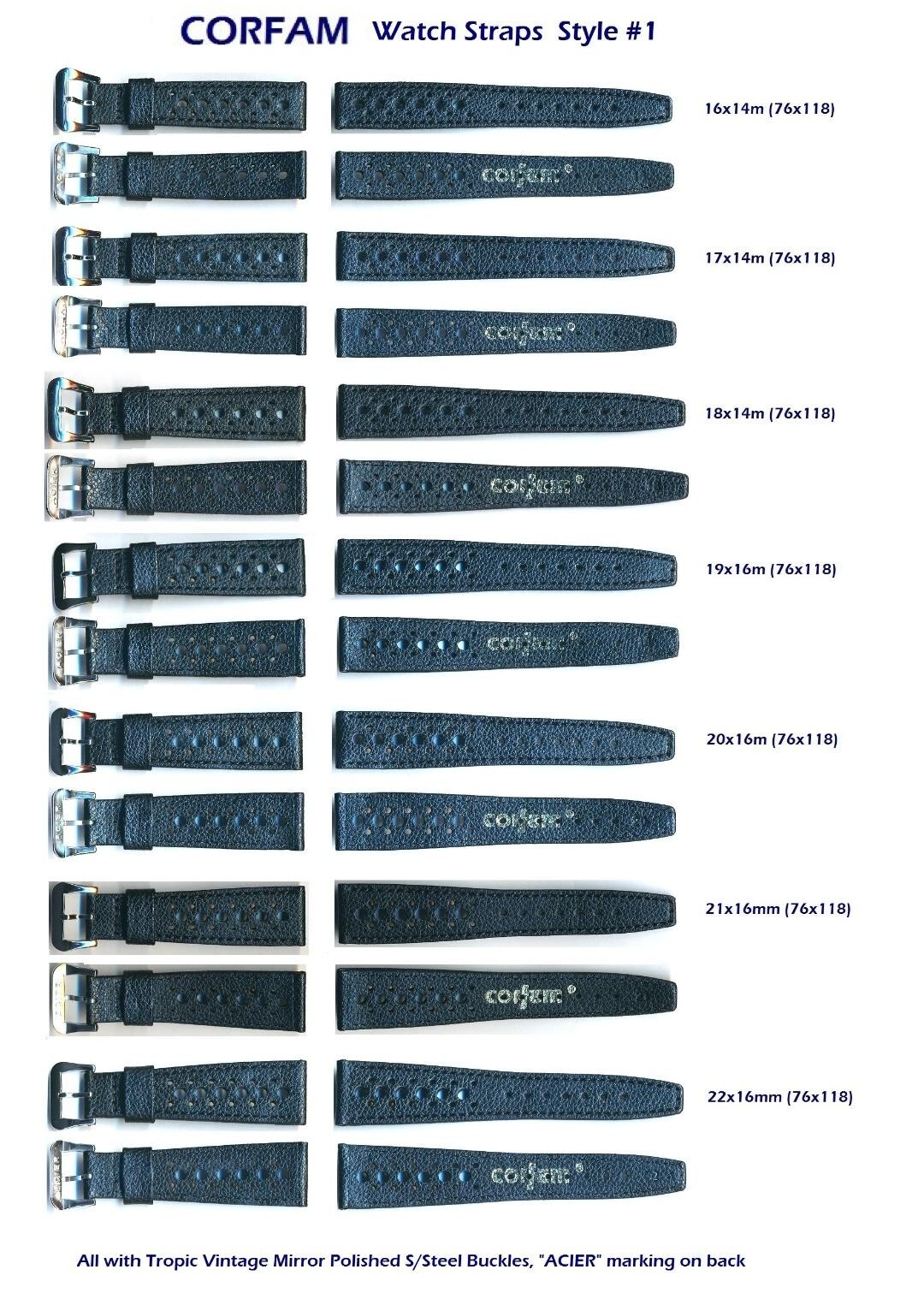 Genuine CorfaM® Straps Bands for Vintage & Reissue Omega Watches & Chronographs.