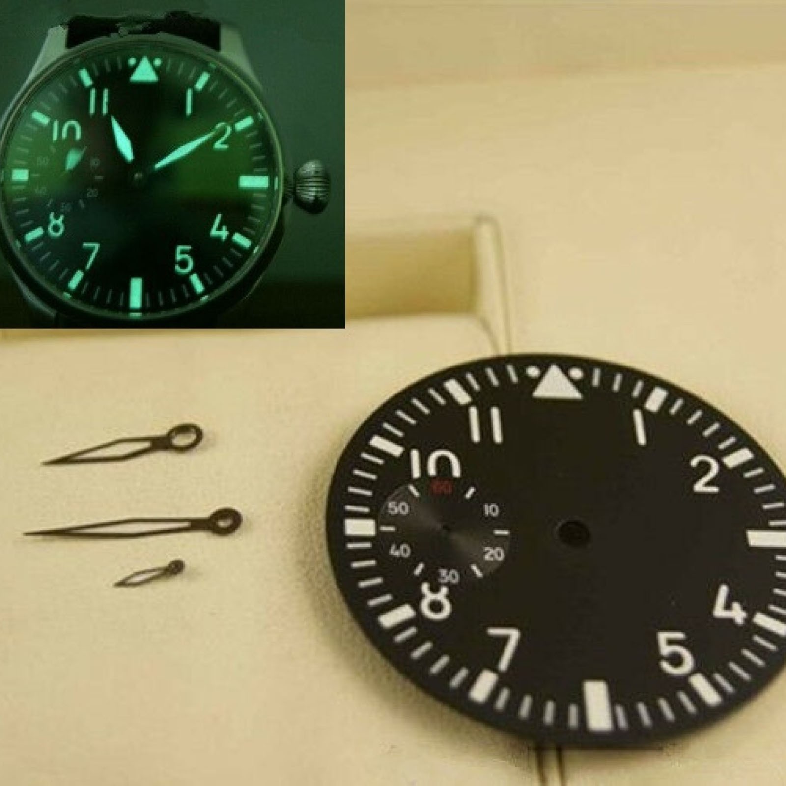 28.9mm Green Luminous Watch Dial Face+Hands For Seagull ST3600 ETA 6497 Movement