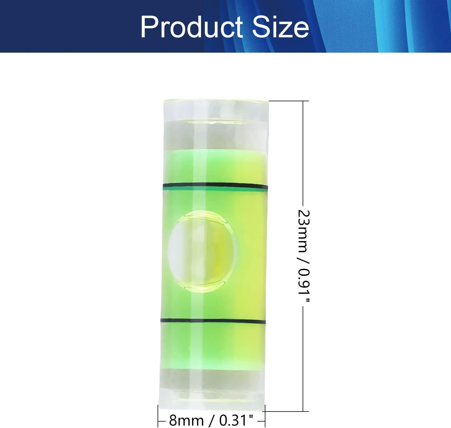 Small Cylindrical Bubble Spirit Level Vials 8×23Mm/0.3×0.9 Inch PMMA Frame Mural