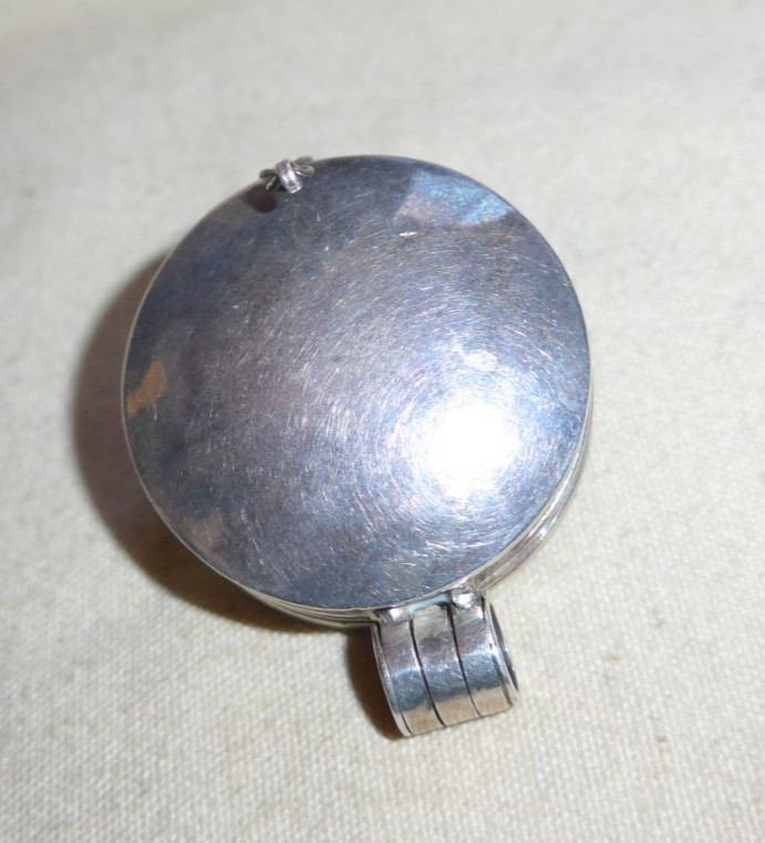 RARE vtg Sterling Silver Labradorite & Amethyst Pill Box Pendant 36g