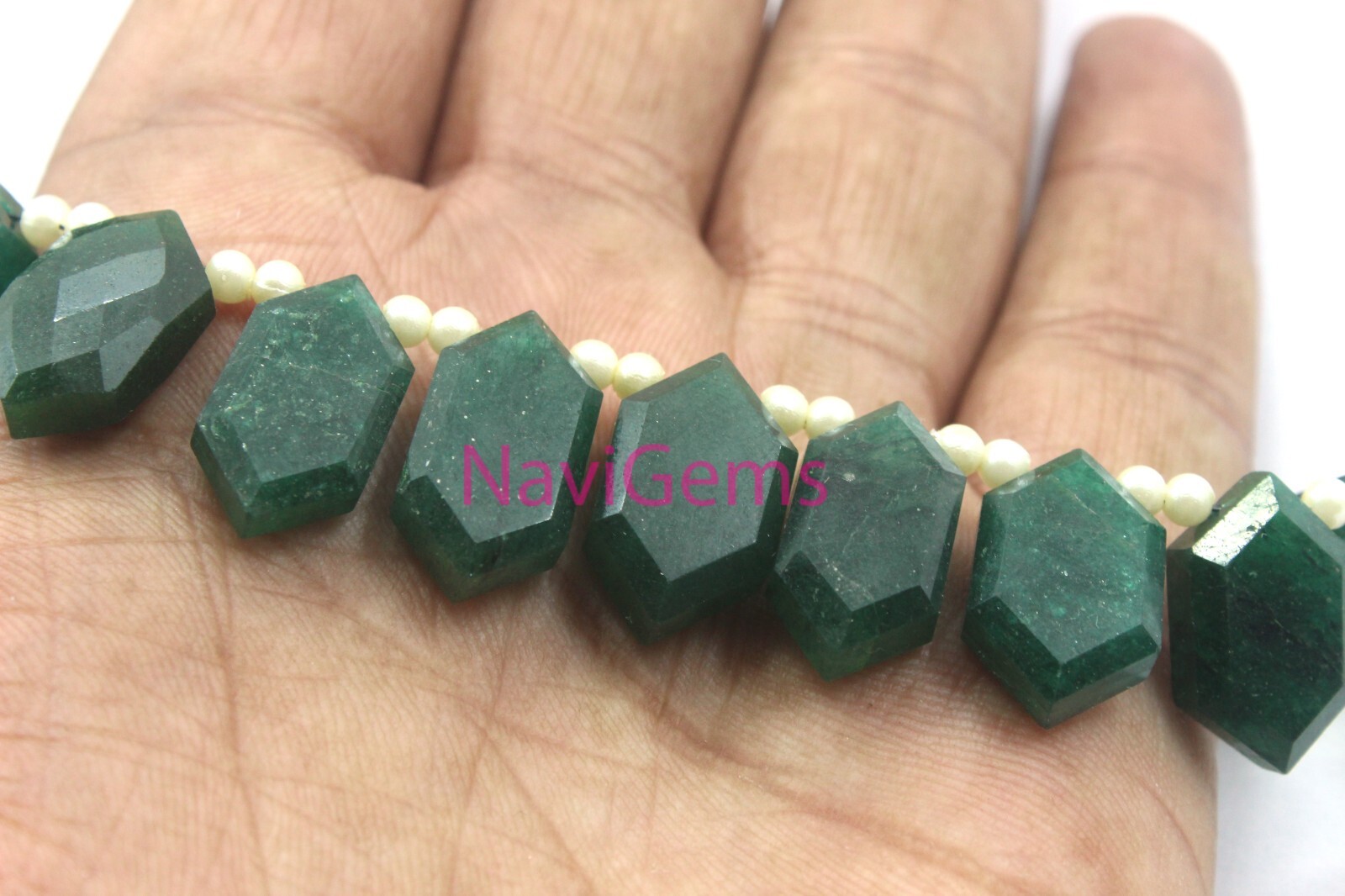1 Strand Natural Green Aventurine Gemstone AAA Quality Faceted Hexagon