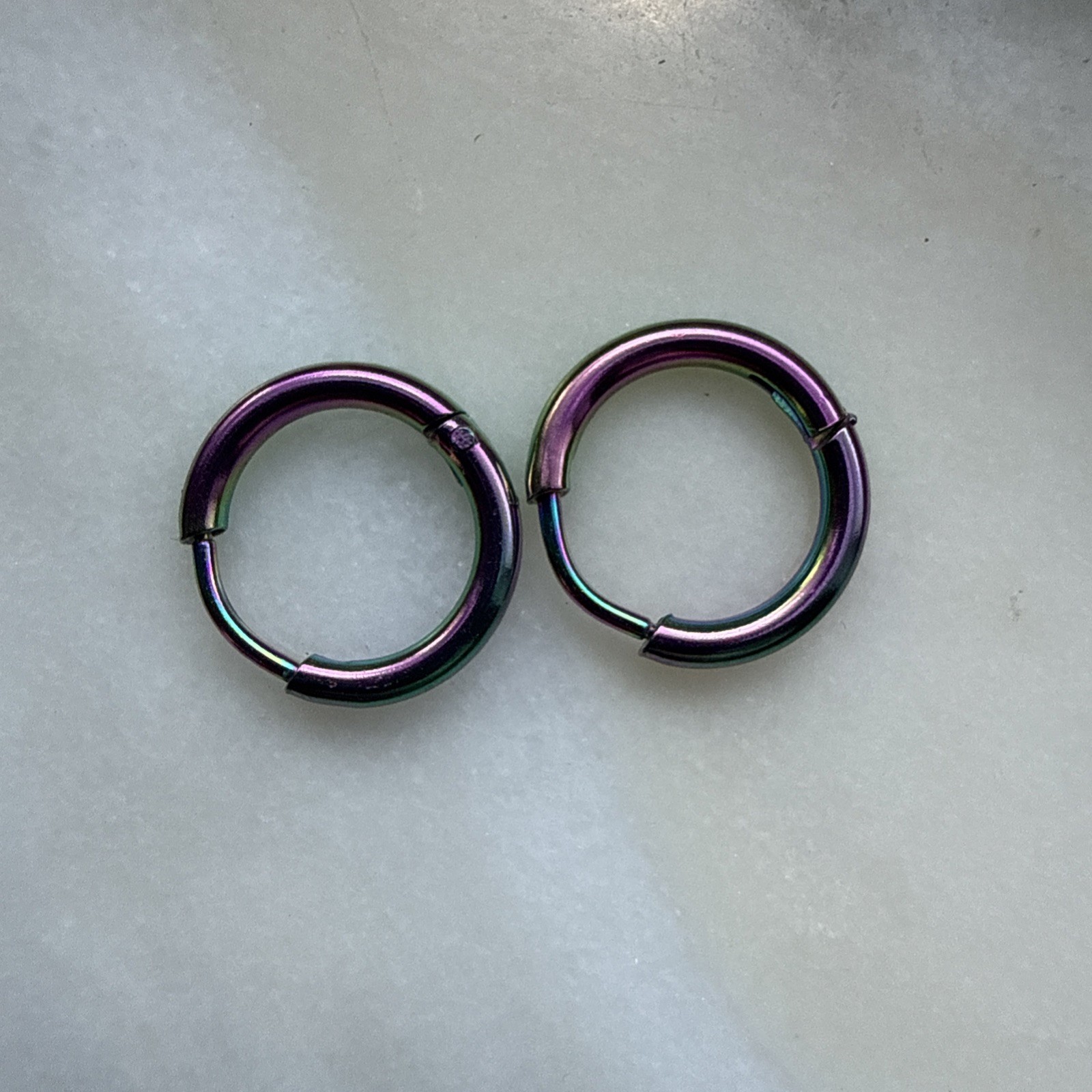 Rainbow Ion Hoops Hoop Earrings 12mm Stainless Steel 304 Grade Pierced Round