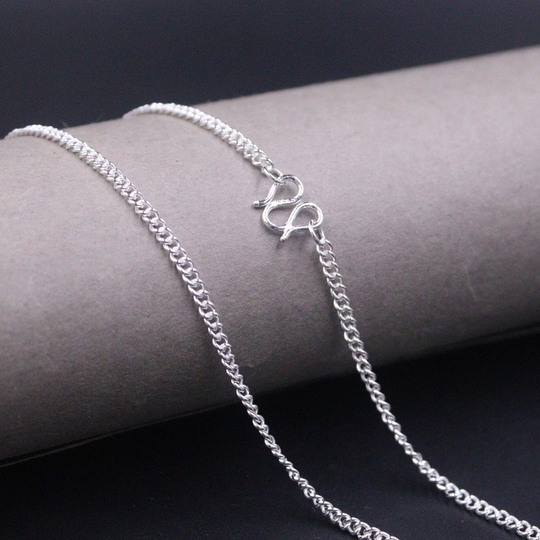 Pure Silver 999 Necklace For Women 2.2mm Width Curb Link 18inch Length Chain