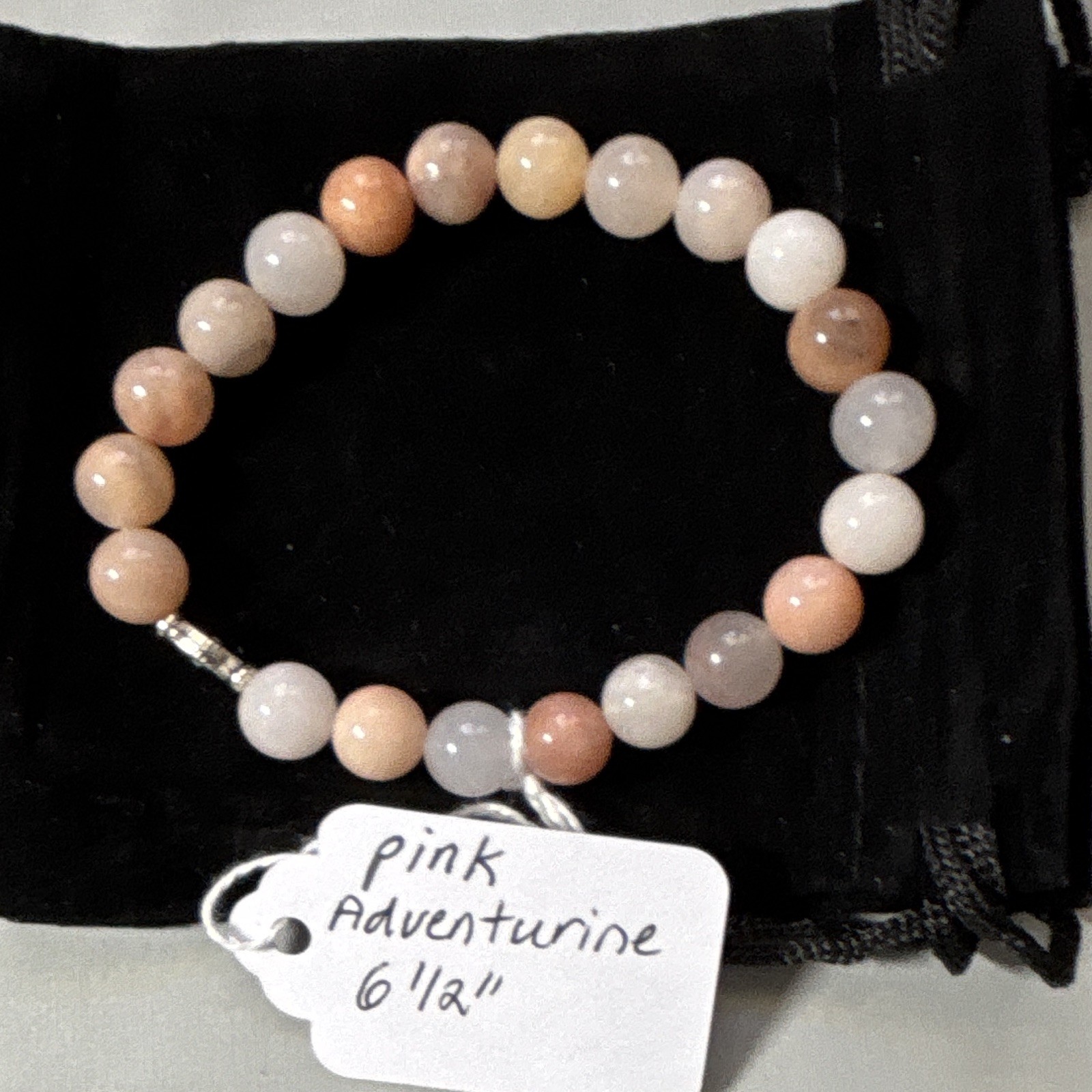 Pink Aventurine Round Beaded Stretch Bracelet, Elastic No Clasp, 6 1/2 in