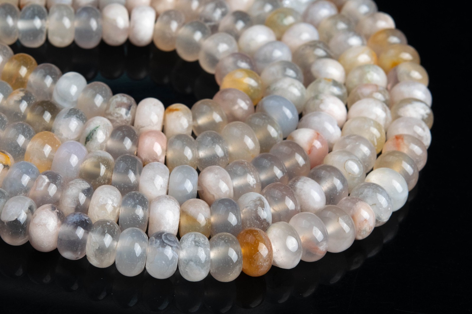 Natural Multicolor Cherry Blossom Agate Beads B Rondelle Loose Beads 6x4MM 8x5MM