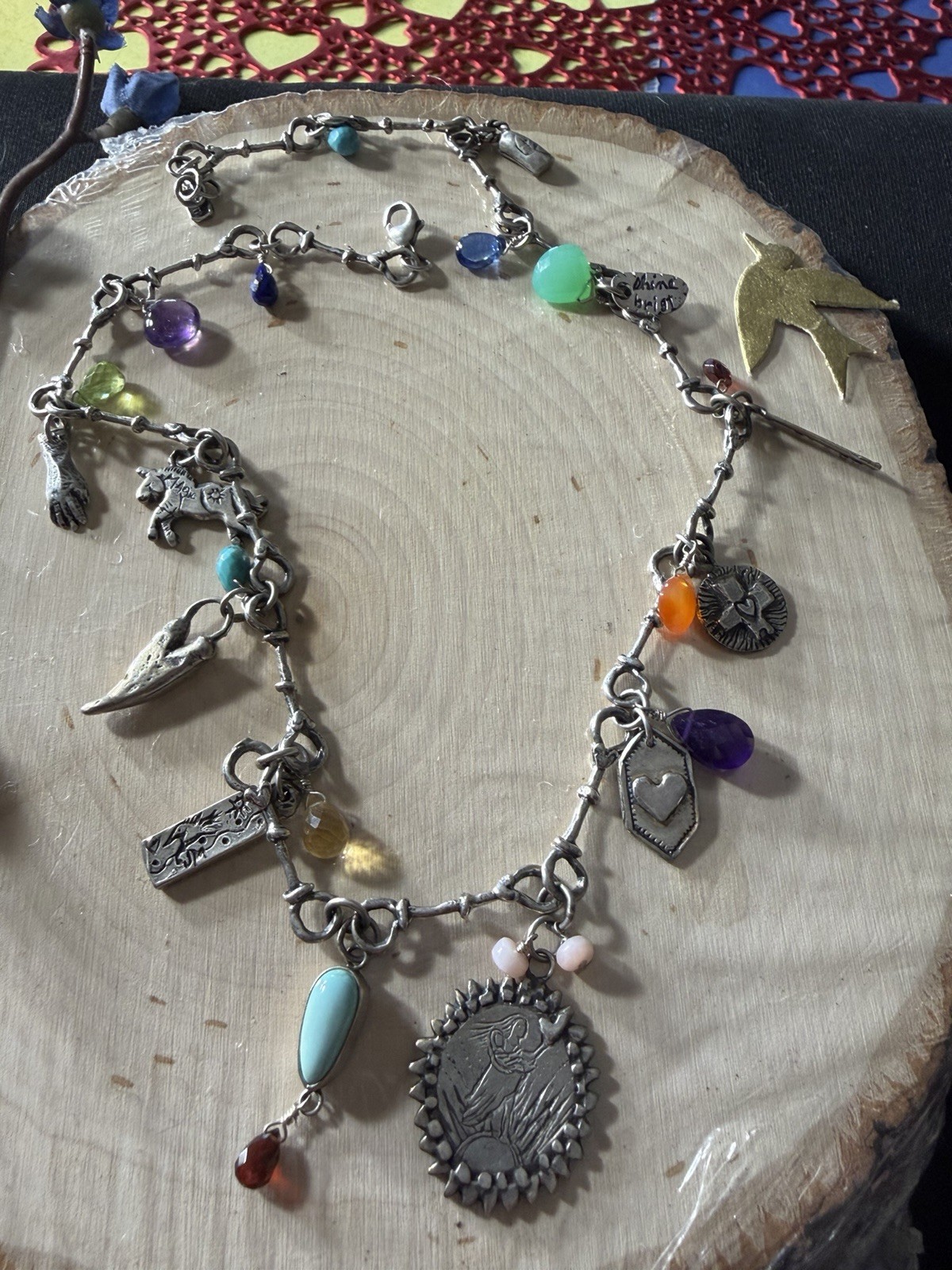 Jes Maharry Necklace, Only Love Charms, Gemstones, and Sterling Silver