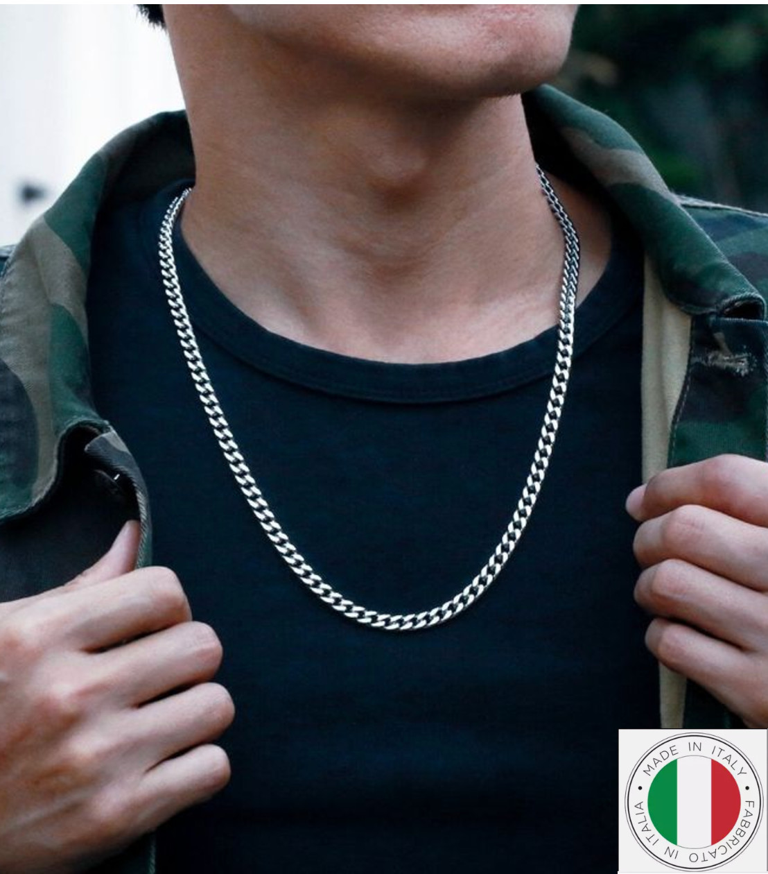 Real Solid 925 Sterling Silver Miami Cuban Mens Boys Chain Necklace Italian