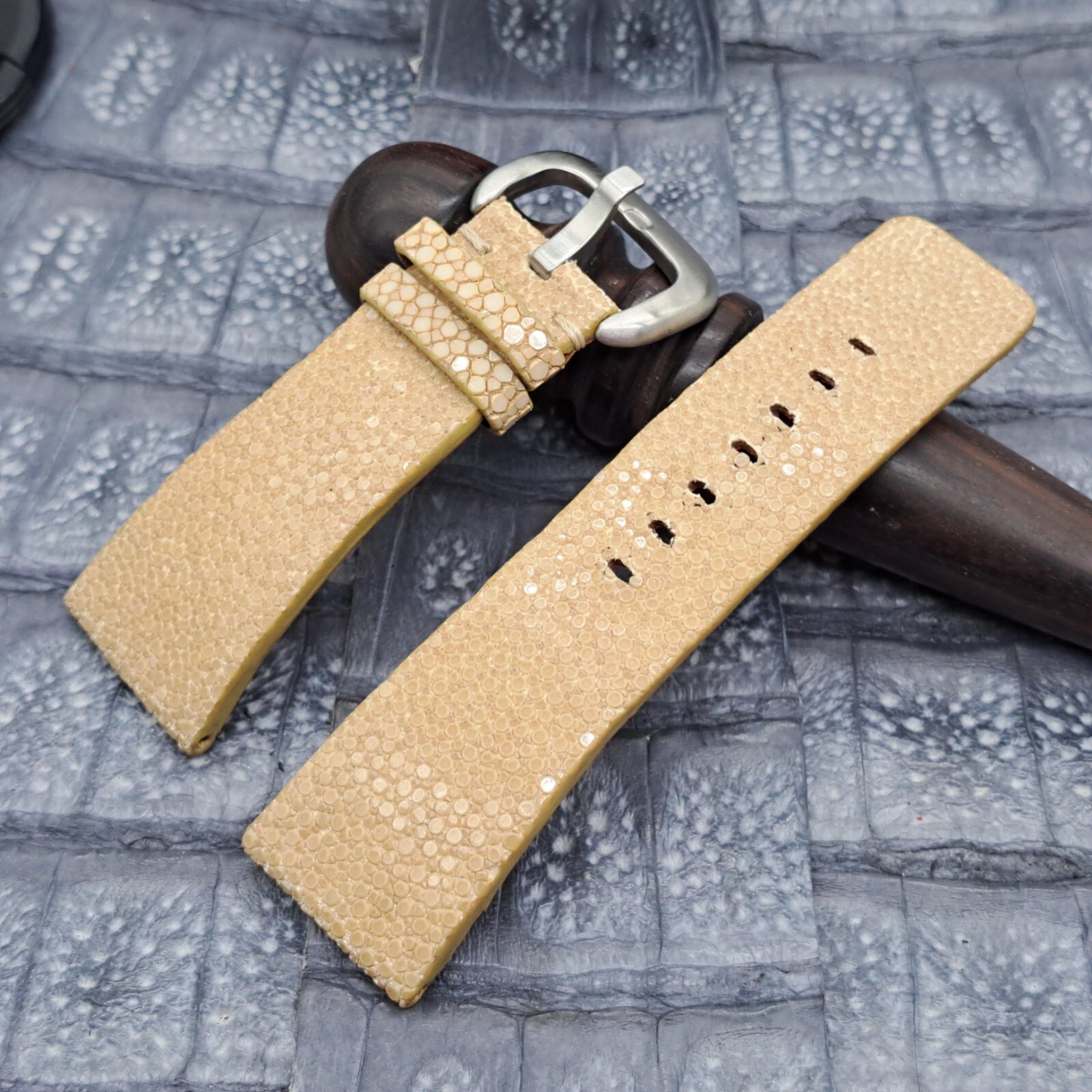 28mm/24mm Stingray Leather Watch Band Bespoke Exotic Leather Minimalist Design