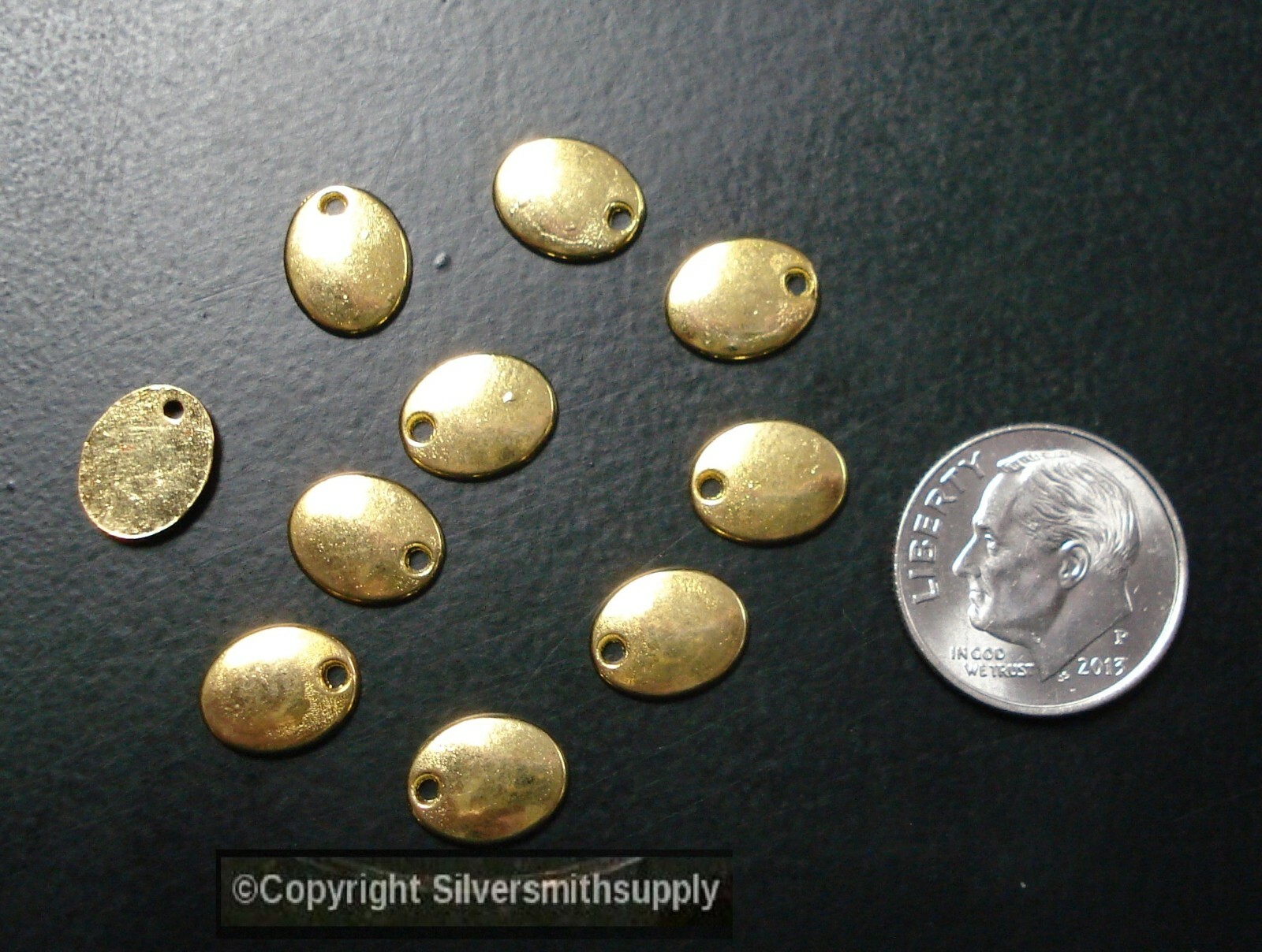 Jewelry blank stamping discs 10 oval GOLD plt disks signature tags CFP008