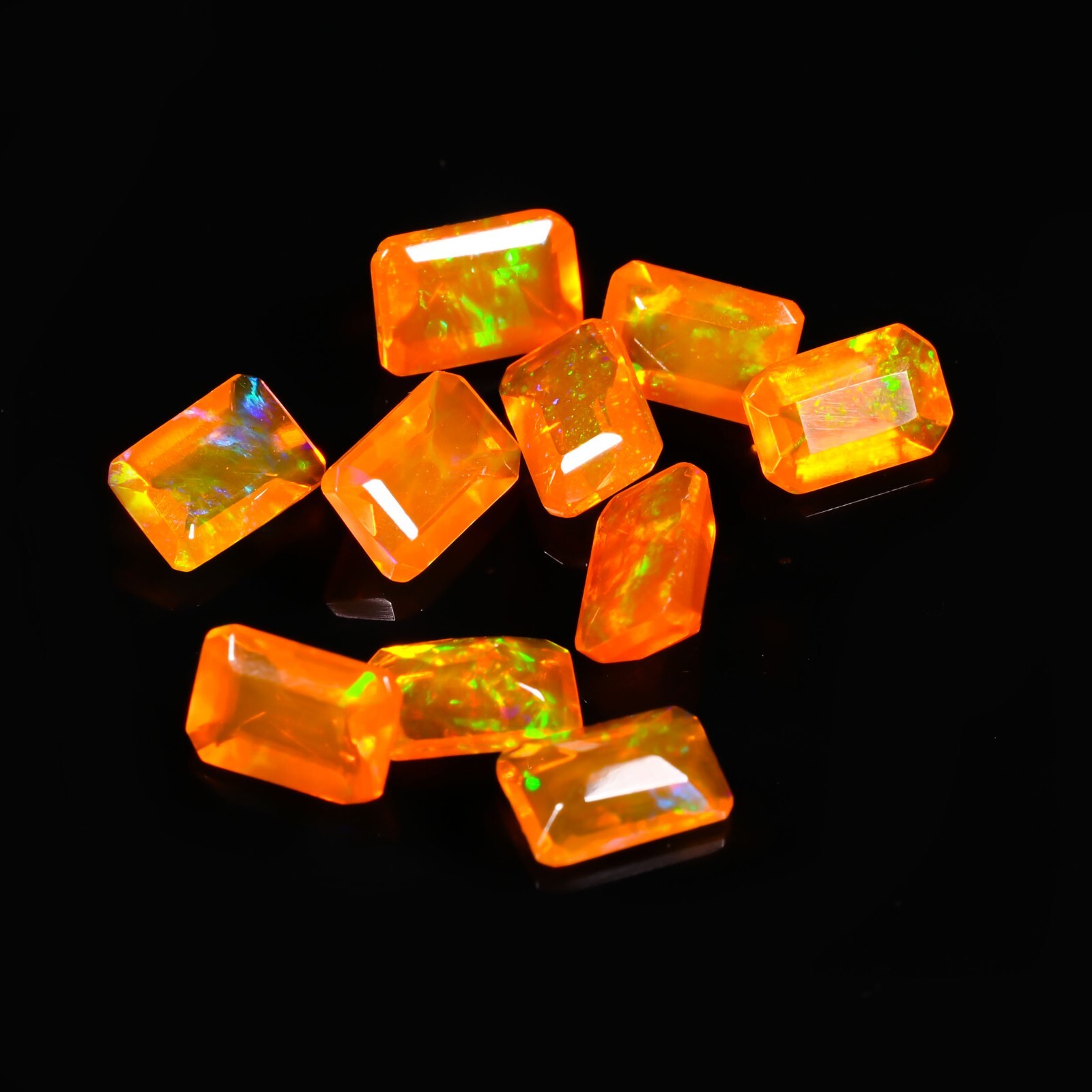 Natural Orange Ethiopian Opal 3.10 Ct Faceted Octagon Lot Loose Gemstone 6X4X3 M