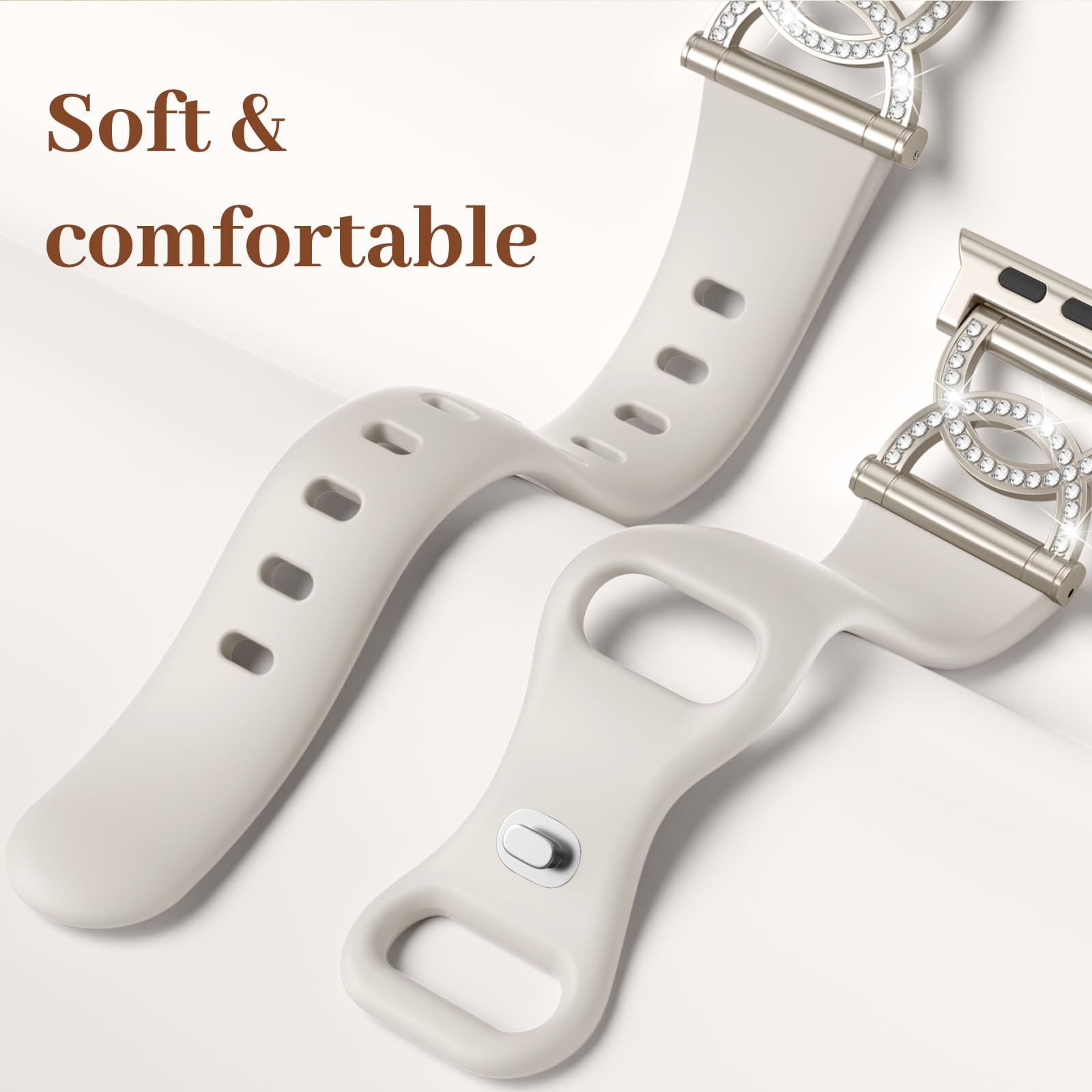DaQin Slim Silicone Band 38mm/40mm/41mm/42mm(series 11 10), Diamond Starlight