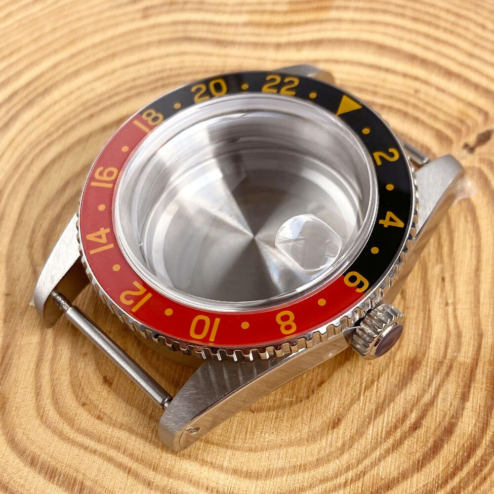 38mm Stainless Steel Brushed 200M Diver Watch Case Fit NH34 GMT NH35 Sapphire