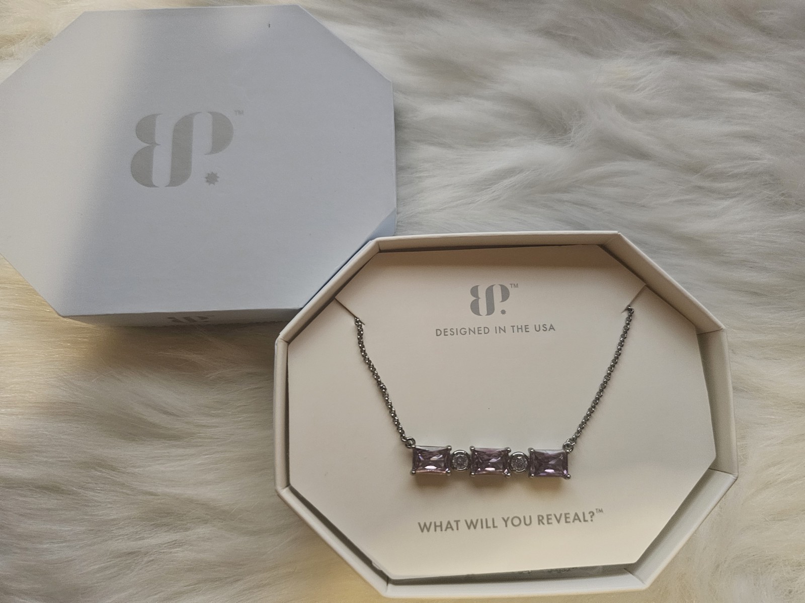 Bomb Party Necklace RBP8956 Amethyst Cz Hematite Plated You Light Me Up